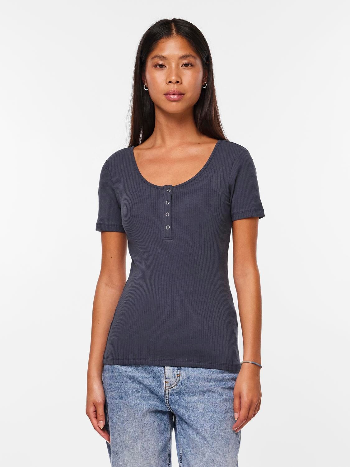 pieces Kurzarmshirt "PCKITTE SS TOP NOOS BC" Baumwollmischung, slim fit günstig online kaufen