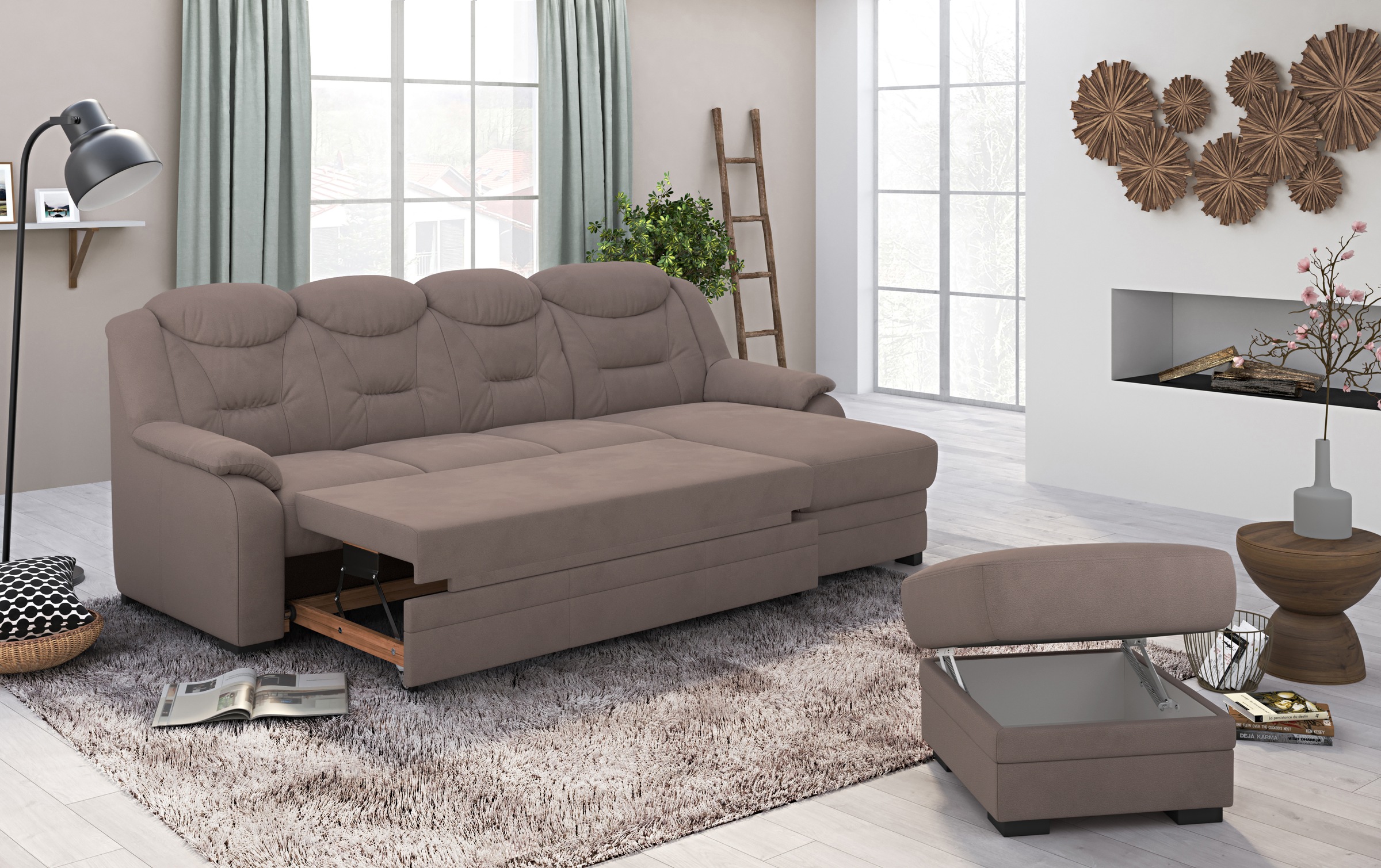 COTTA Ecksofa »Marcus L-Form«, Bequemes Ecksofa in klassischem Design mit hoher Rückenlehne