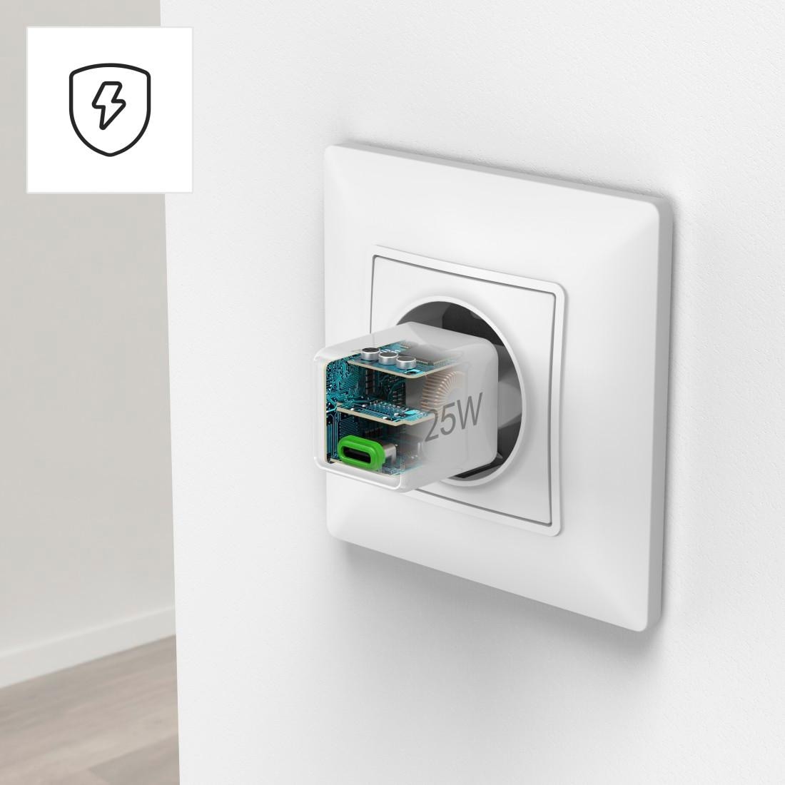 Hama Schnelllade-Gerät »Schnellladegerät (USB-C, PD/QC, extraklein 2,9 x 2,75 x 2,75 cm, 25 W)«, (1 St.)