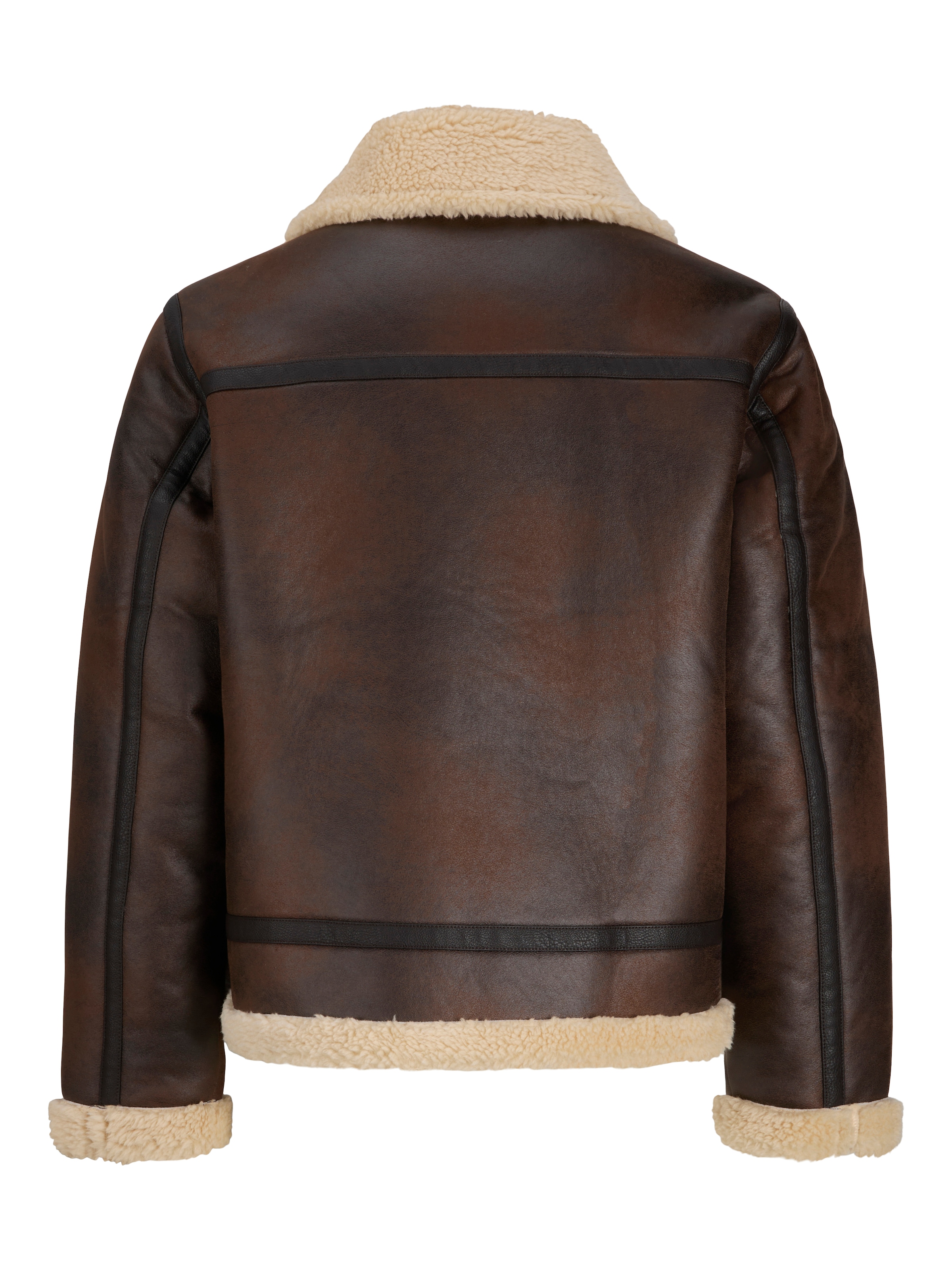 Jack & Jones Outdoorjacke »JORNORREBRO AVIATOR JACKET SN« Lederimitat, mit Teddy Besatz, im Flieger Look