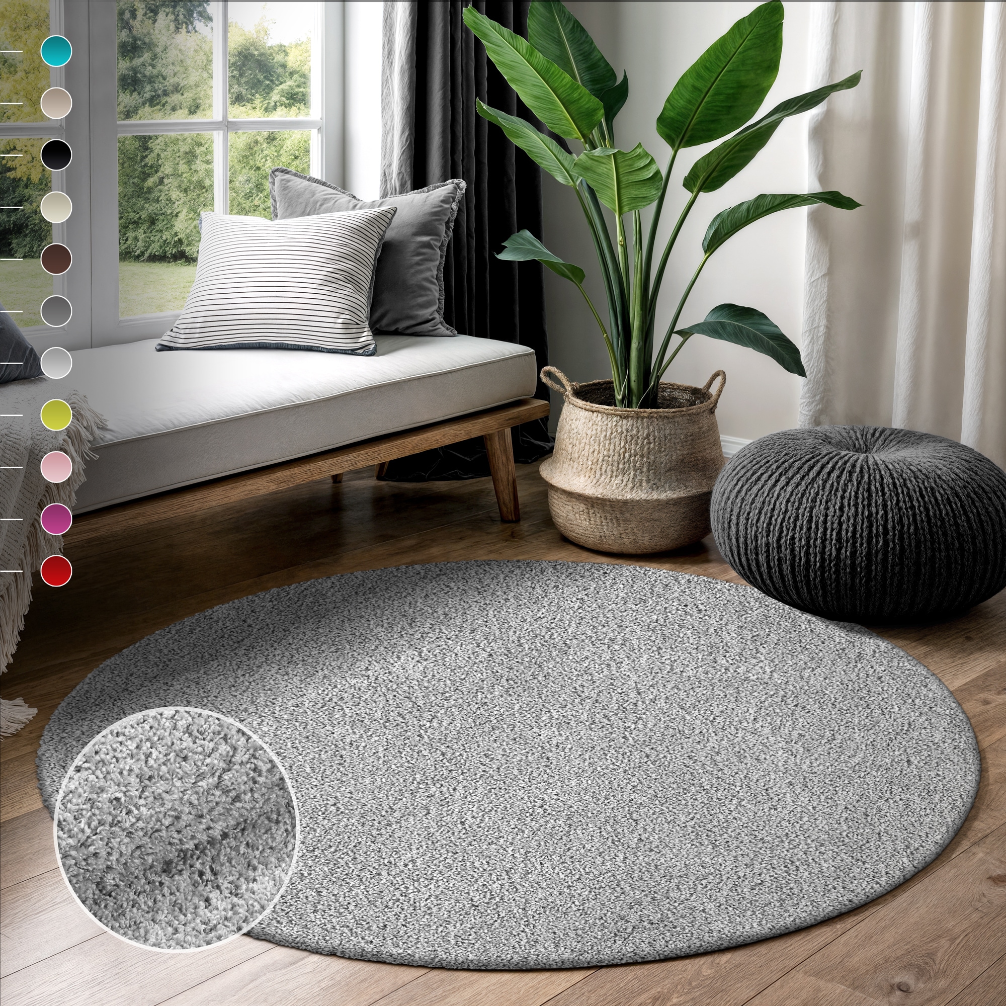 Sanat Hochflor-Teppich "LOCA, auch als Läufer und in Rund" rund 30 mm Höhe Wohnzimmer, Langflor, Shaggy, Schlafzimmer