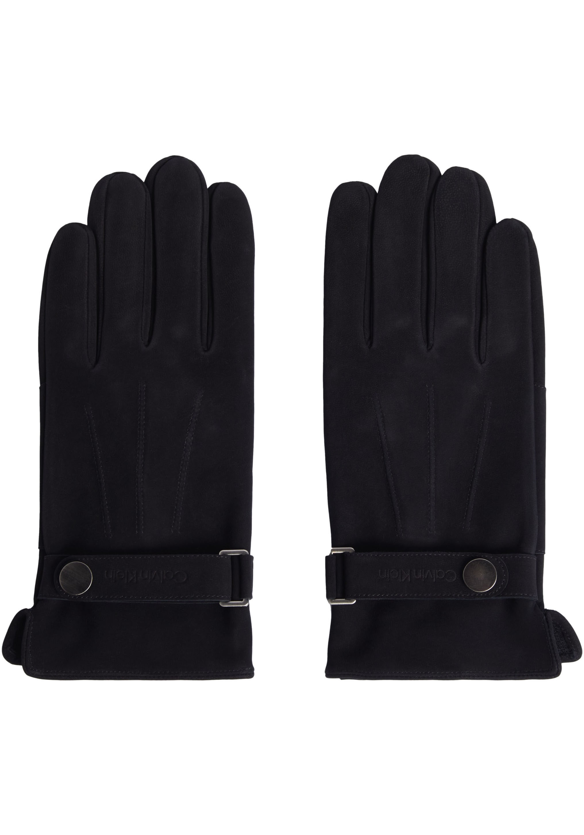 Calvin Klein Lederhandschuhe "LEATHER RIVET GLOVES NUBUCK", mit Logoschrift günstig online kaufen