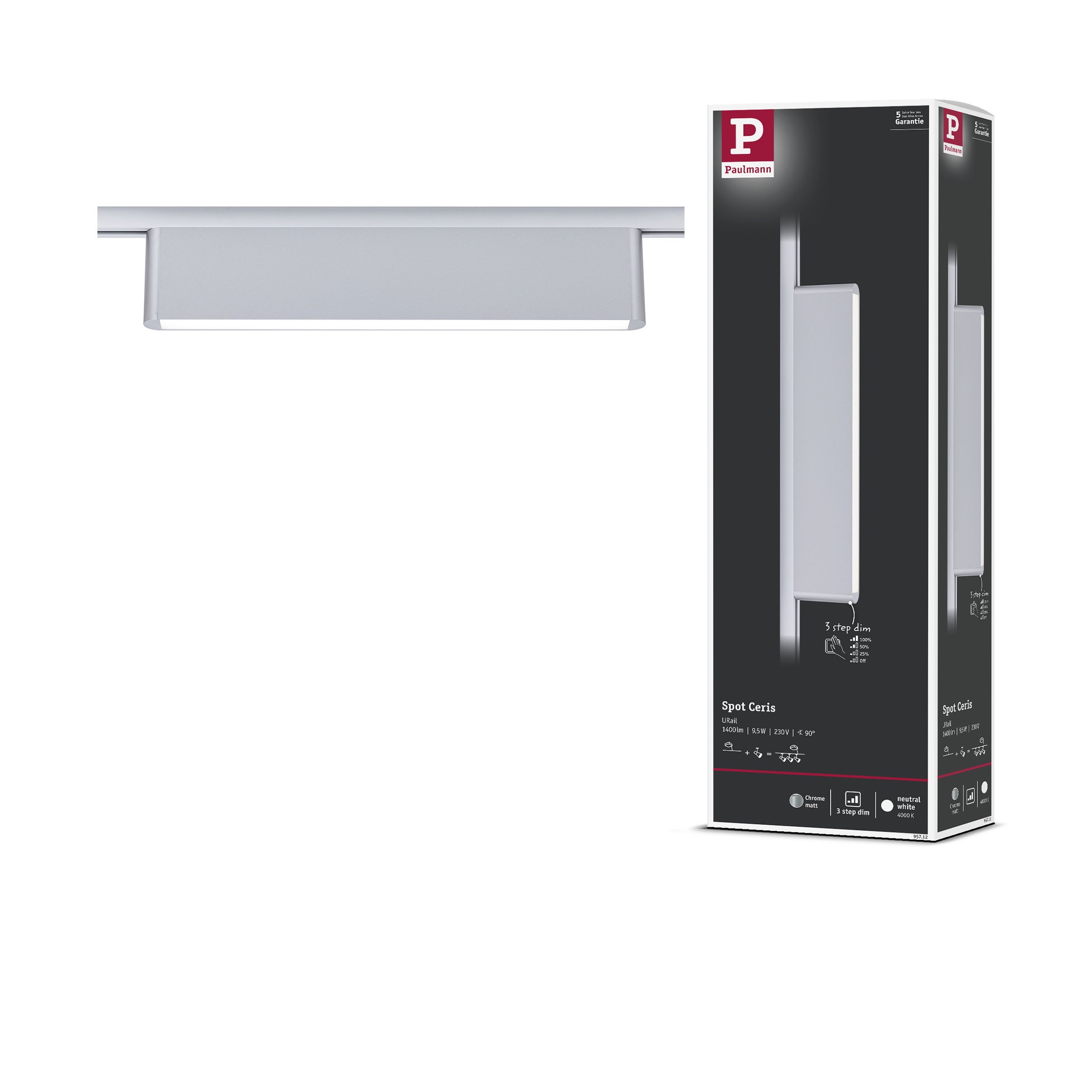Paulmann Schienensystem-Leuchten »Ceris 850lm 9,5W 4000K dimmbar 230V« LED-Modul 1 Stk. Neutralweiß 3-Step-Dim