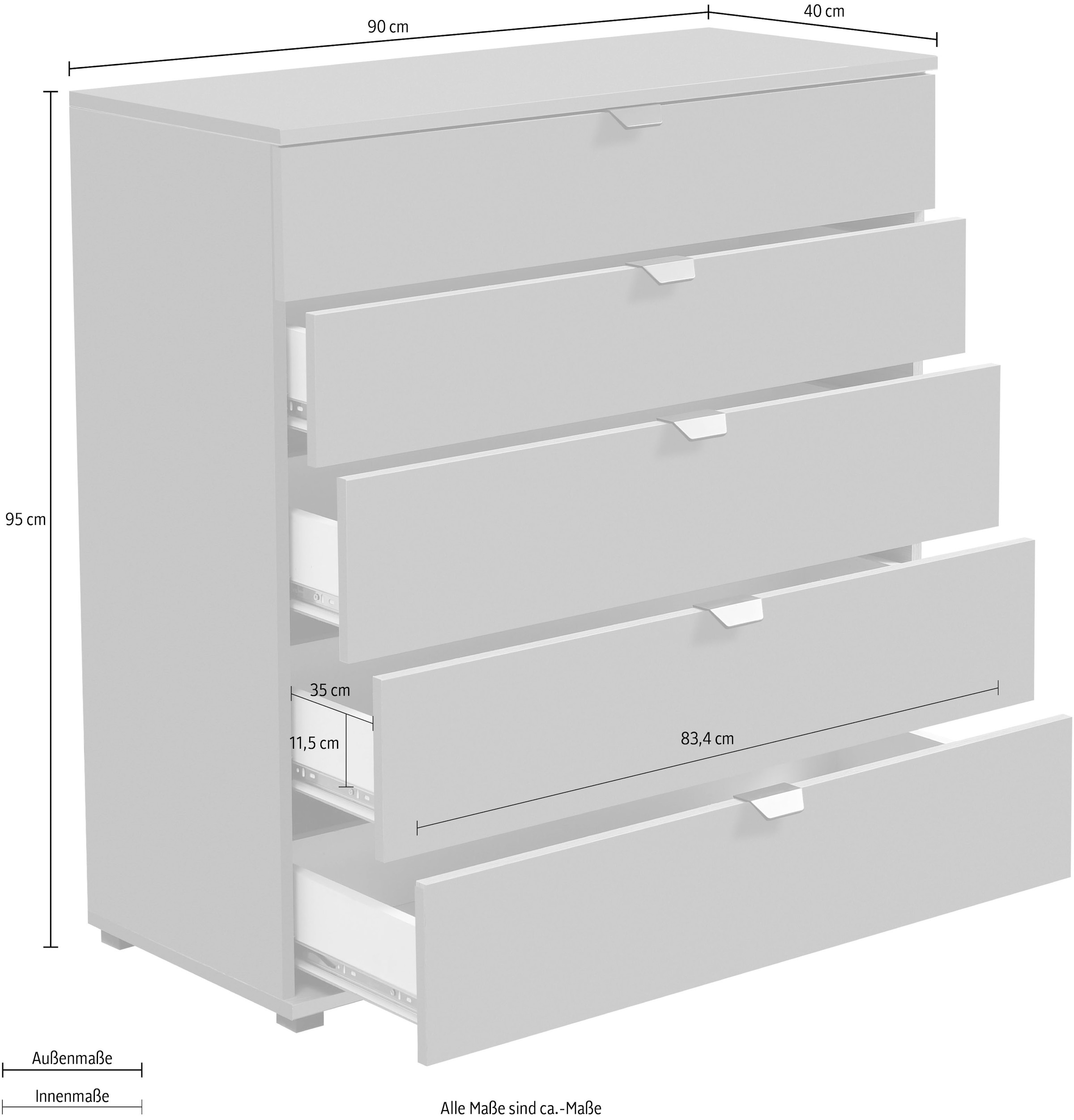 INOSIGN Sideboard »Duero«, Kommode mit 5 Schubkästen, Breite 90 cm
