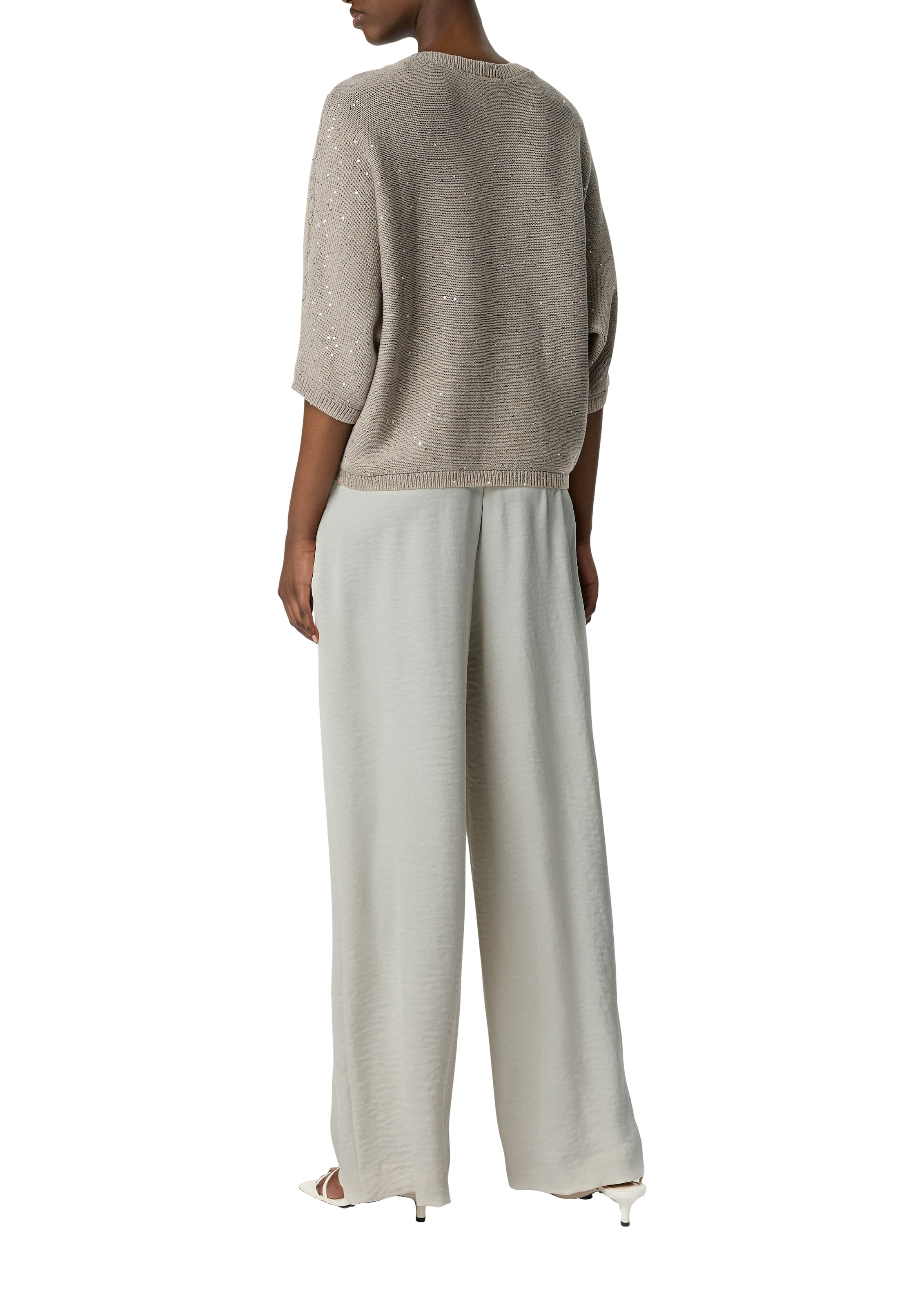 Comma Stoffhose, Wide Leg und eleatischem Bund