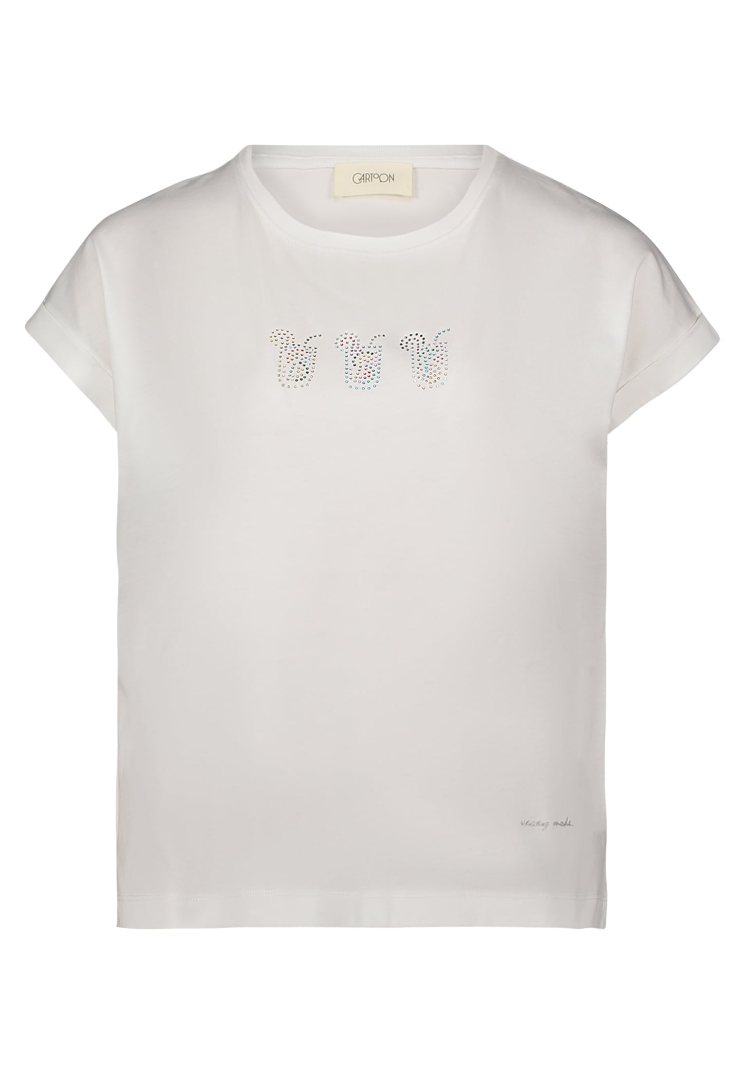 Cartoon Kurzarmshirt »Cartoon Printshirt mit Ärmelaufschlag«, (1 tlg.), Hotfix