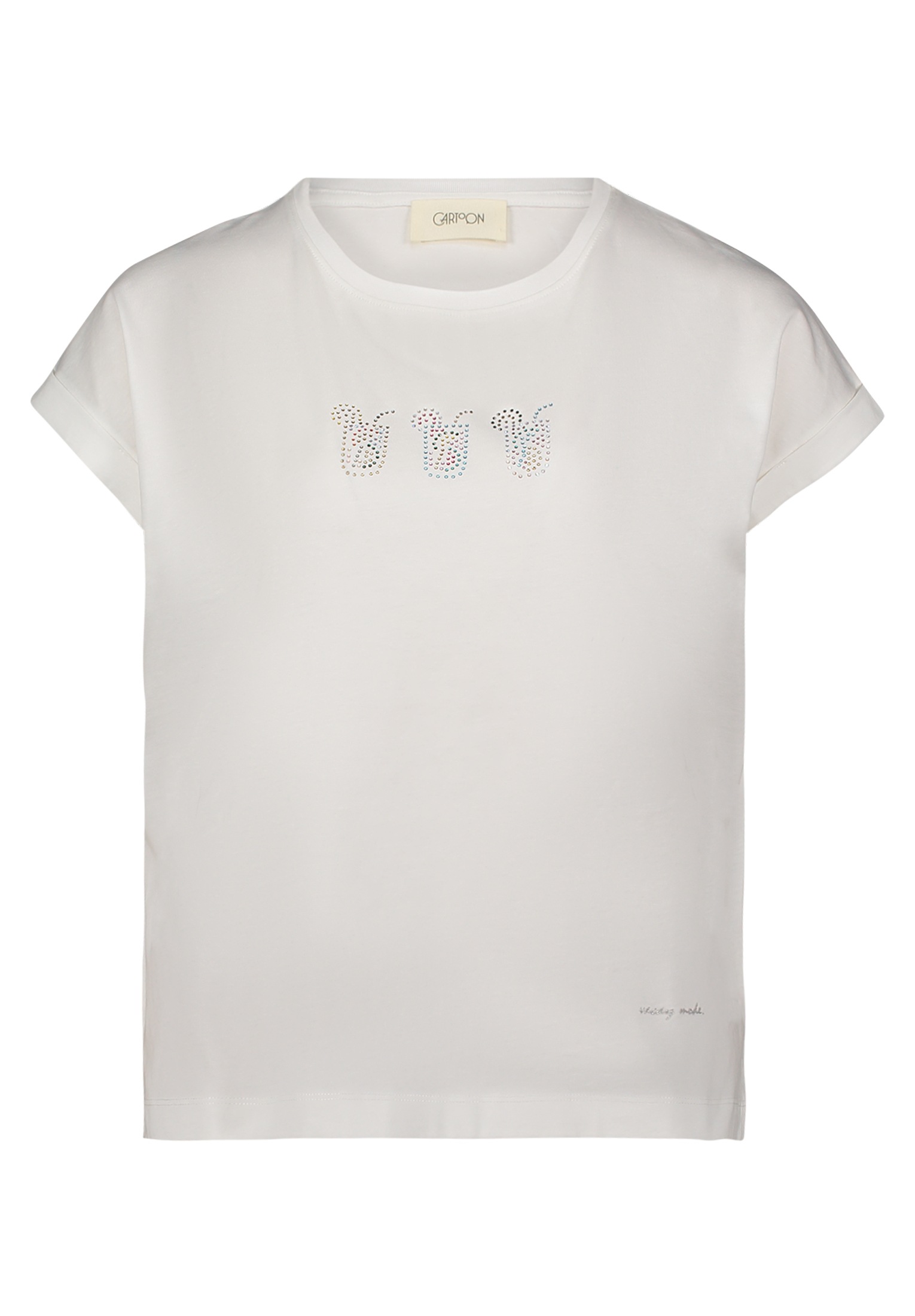 Cartoon Kurzarmshirt "Damen mit Ärmelaufschlag" 1 Stk. Hotfix günstig online kaufen