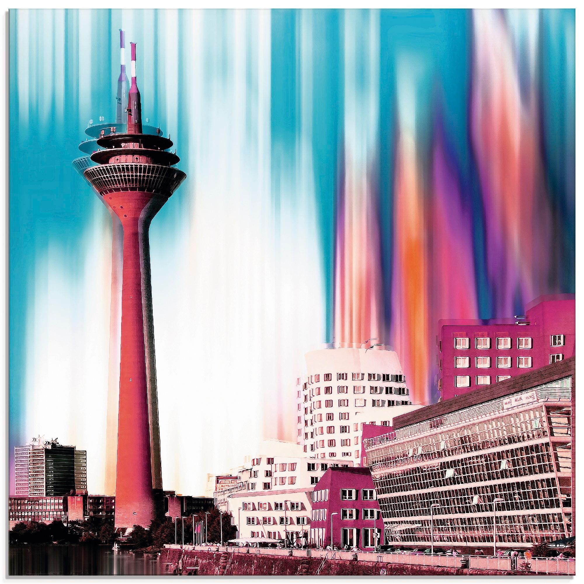 Artland Glasbild "Düsseldorf Skyline Collage I" Deutschland 1 Stk. tlg. in verschiedenen Größen