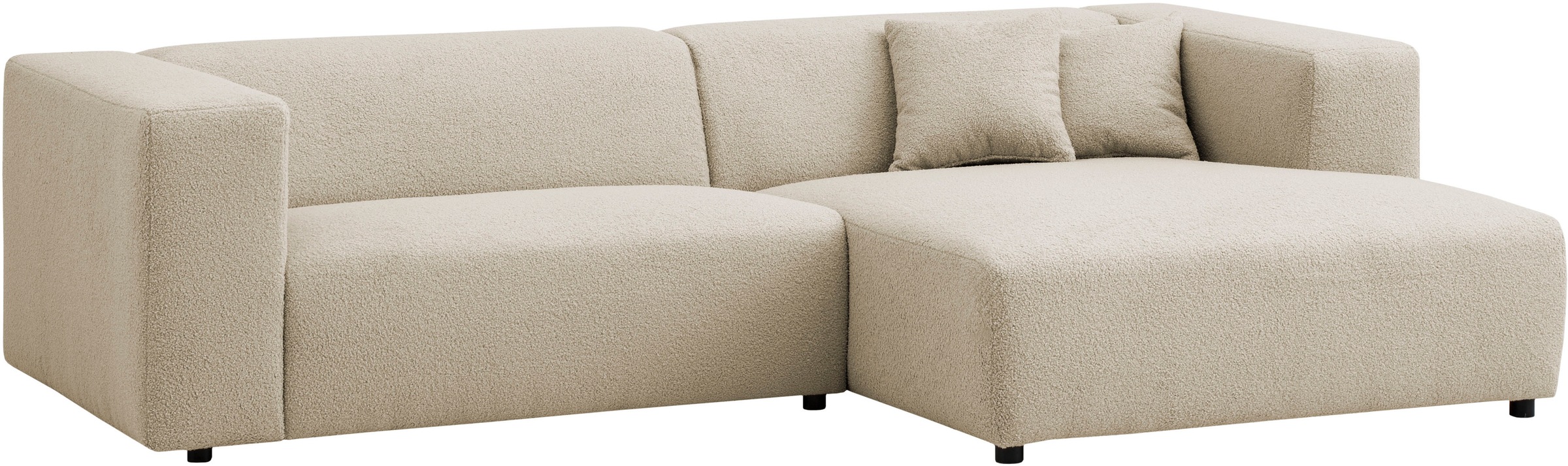 andas Ecksofa »BAKELS, L-Form in Cord oder Boucle-Stoff, moderne Couch«, wahlweise Recamiere rechts/links, bequemer Sitzkomfort