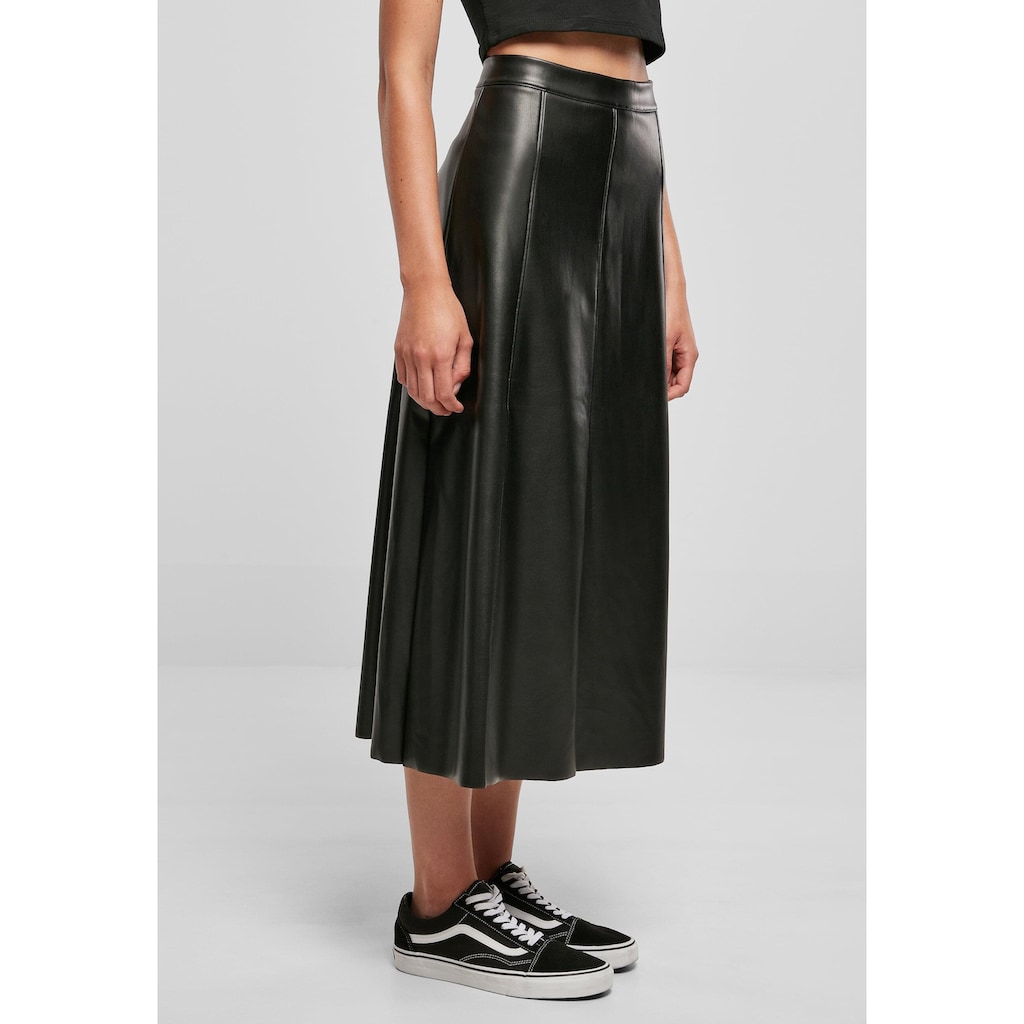 URBAN CLASSICS Sommerrock »Urban Classics Damen Ladies Synthetic Leather Midi Skirt«, (1 tlg.)