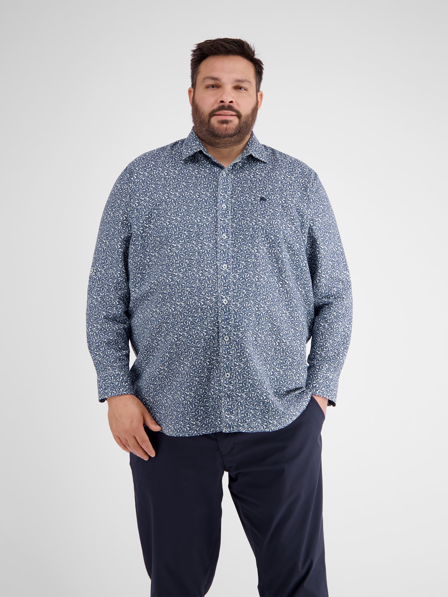 LERROS Langarmhemd "LERROS Herrenhemd in Übergrößen, floral bedruckt" günstig online kaufen