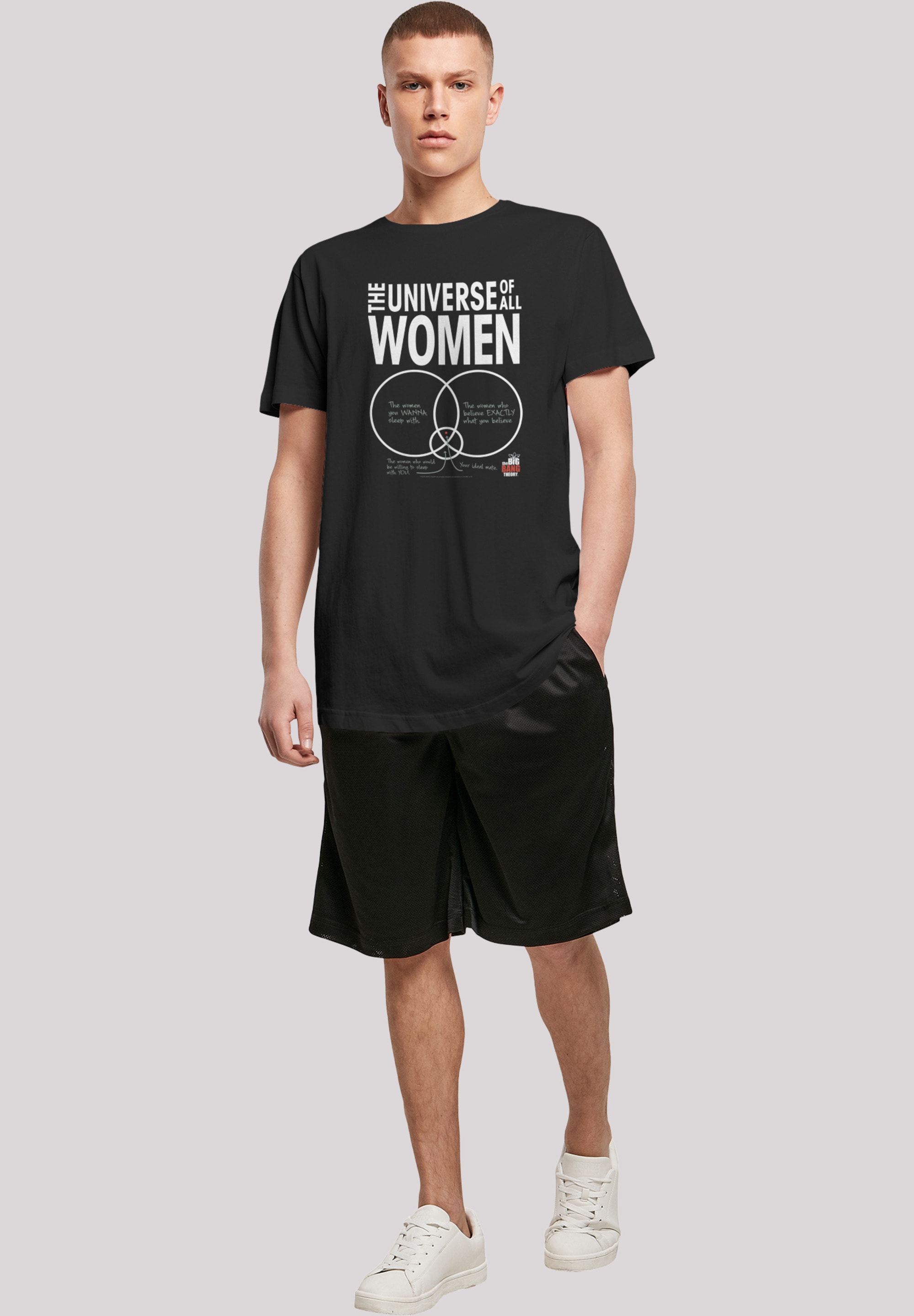 F4NT4STIC T-Shirt »Big Bang Theory The Universe Of All Women«, Herren,Premium Merch,Lang,Longshirt,Bedruckt