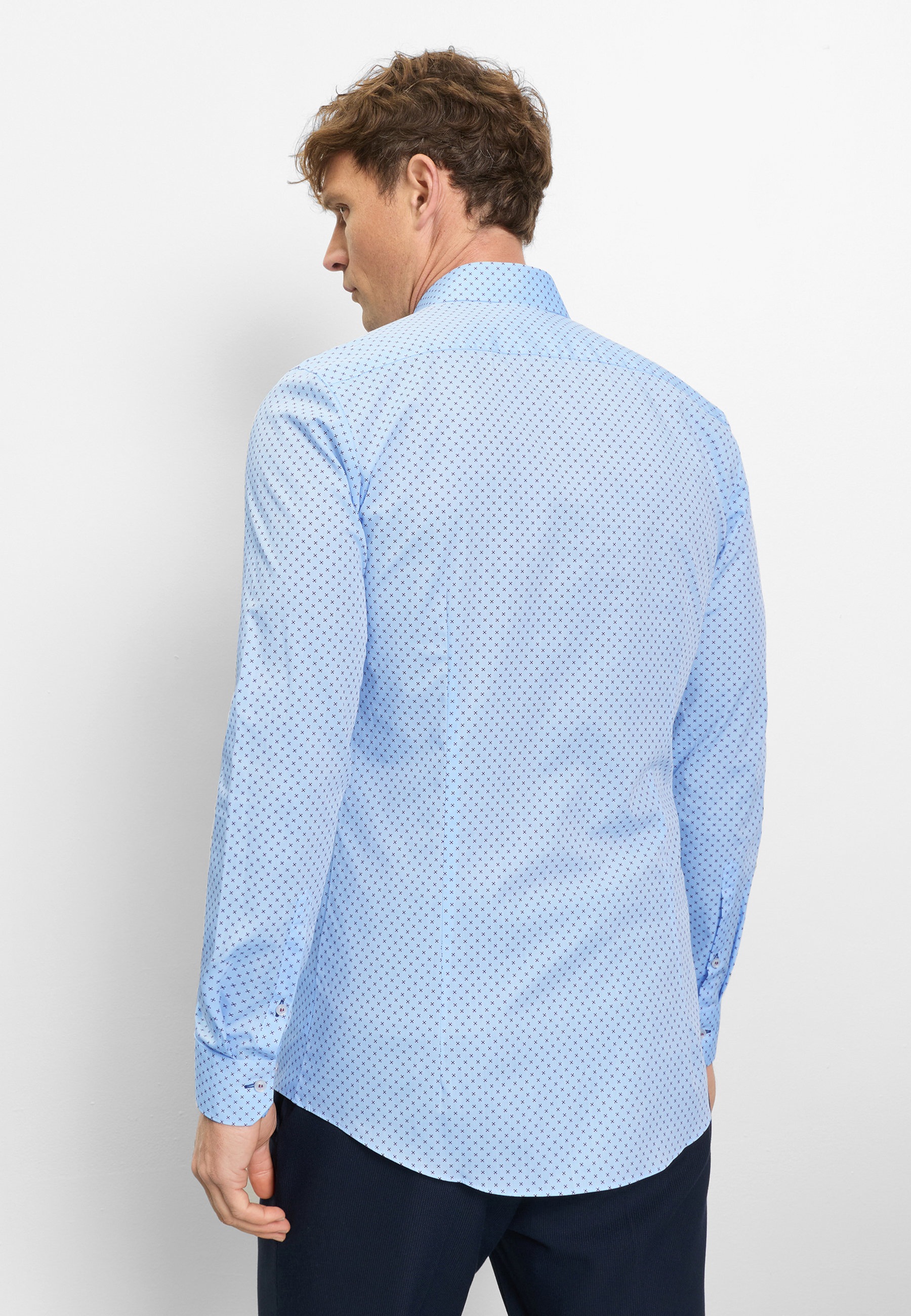 Businesshemd OLYMP "OLYMP No. Six, super slim, Kent", Herren, Gr. 44, Normaler Arm, bleu, 100% Baumwolle, Hemden 6