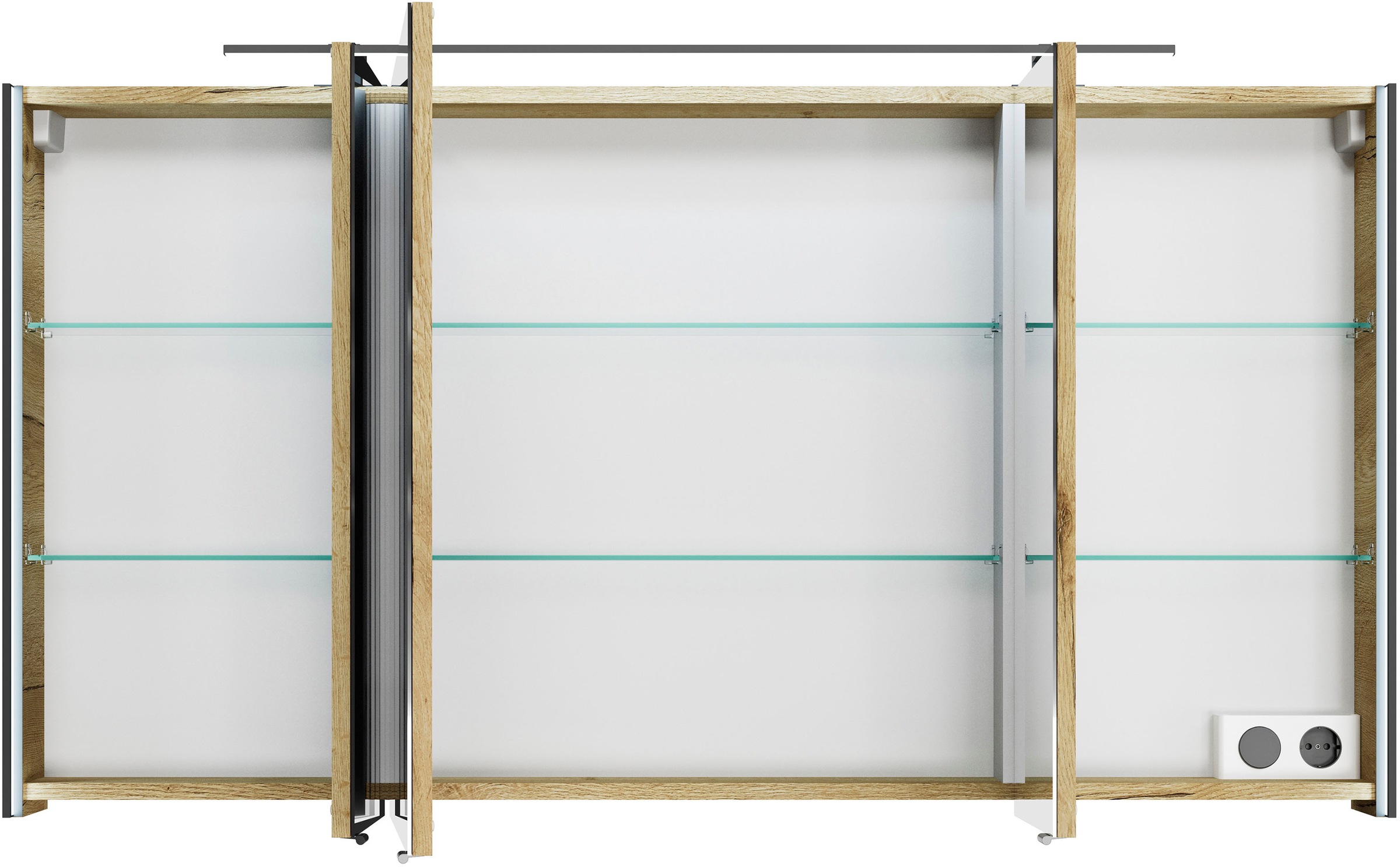 Saphir Spiegelschrank »Serie 7045 Badezimmer-Spiegelschrank inkl. LED-Beleuchtung, 3 Türen«, Badschrank 133,2 cm breit, inkl. LEDplus Schalter und Türdämpfer