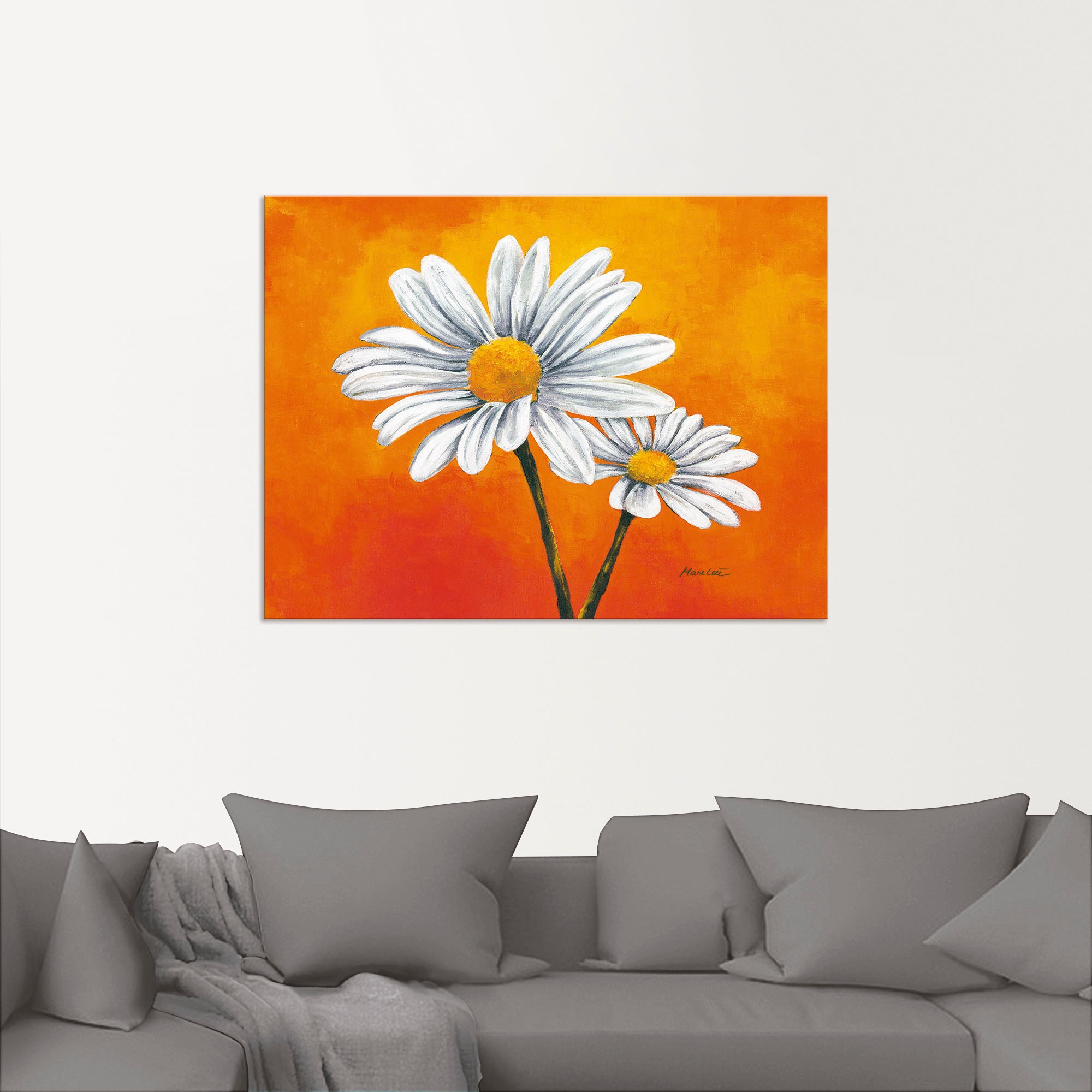 Artland Wandbild "Margeriten auf Orange" 1 Stk. tlg. als Alubild, Leinwandb günstig online kaufen