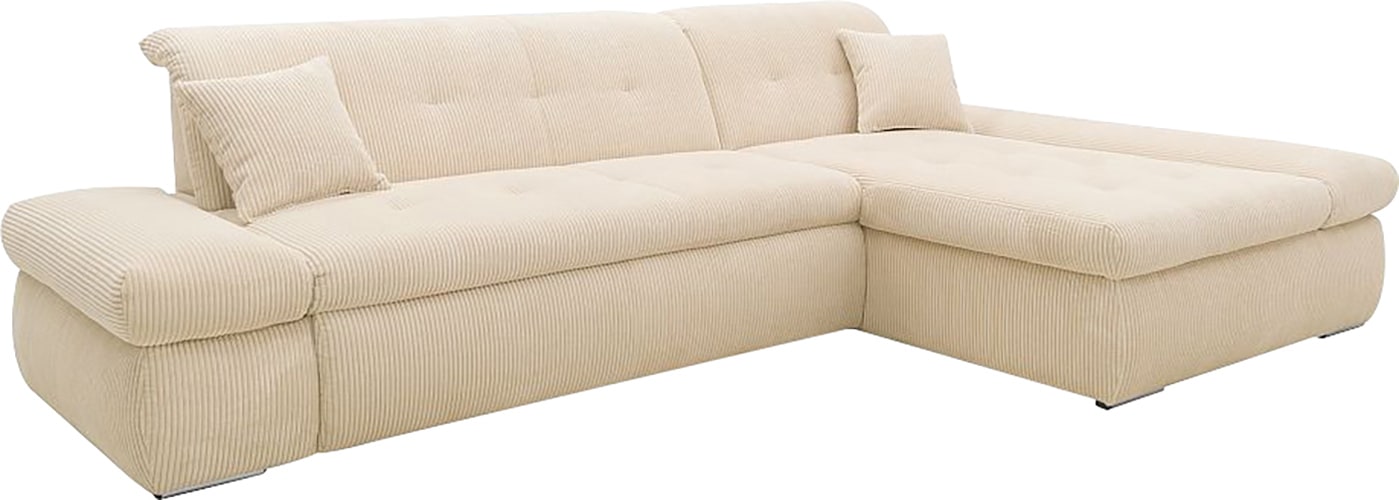 DOMO collection Ecksofa »Moric Luxus - B/T/H 300/172/80 cm, XXL-Format«, L-Form, 140kg Belastung/Sitz, in Cord, Chenille, Kunstleder