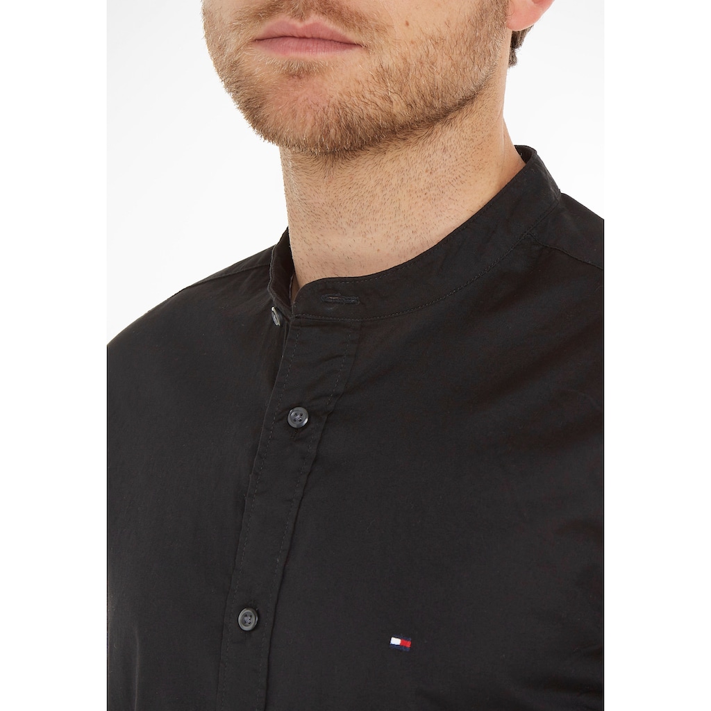 Tommy Hilfiger Langarmhemd »NATURAL SOFT SOLID MAO RF SHIRT«, mit Tommy Hilfiger Markenstreifen innen am Ärmelschlitz