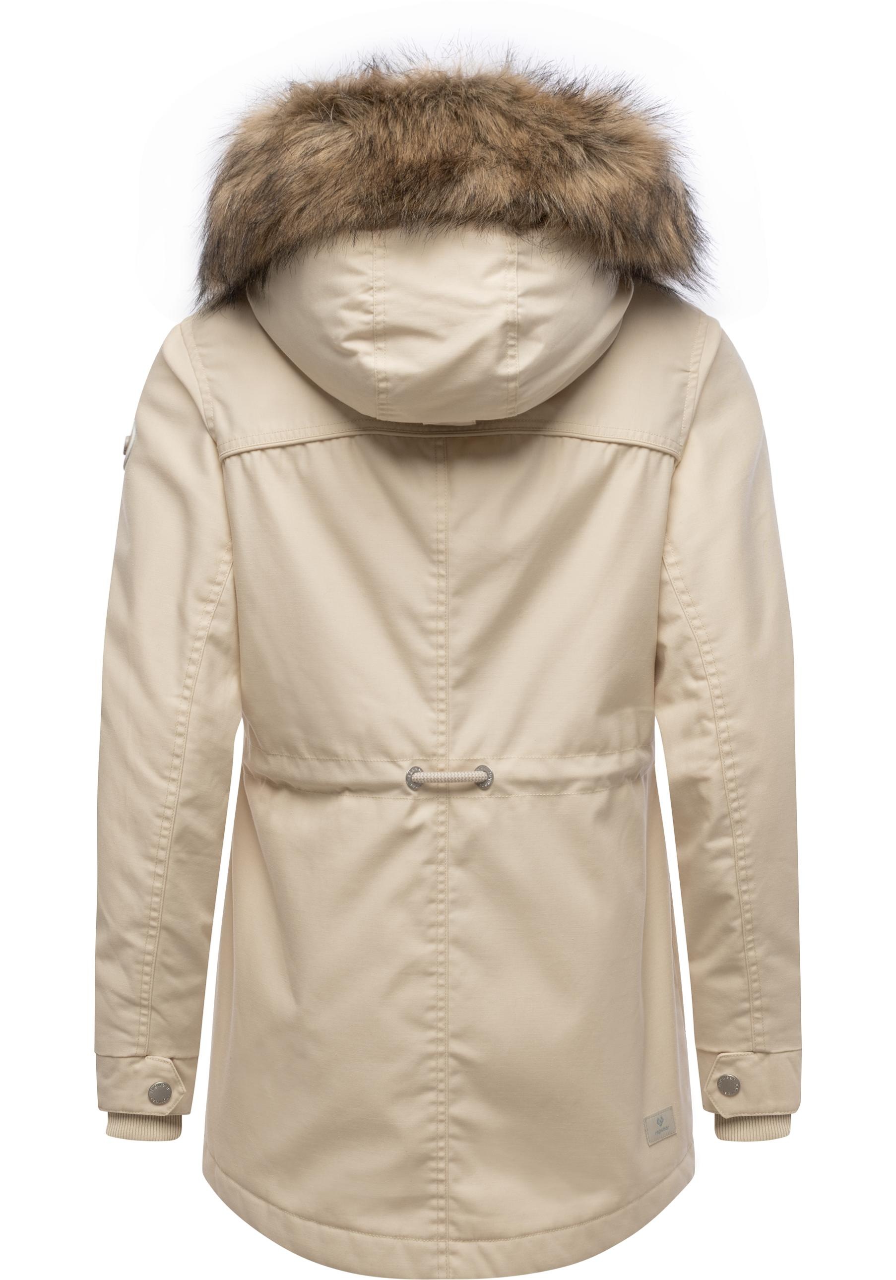 Winterjacke RAGWEAR "Tawny Short YOUMODO", Damen, Gr. L (40), ecru, Außenmaterial: 65% Polyester, 35% Baumwolle; Innenfutter: 100% Polyester; Wattierung: 100% Polyester, tailliert hüftbedeckend, mit Knopf Rippstrickbündchen, Jacken Winterjacke, Warme Jack 2