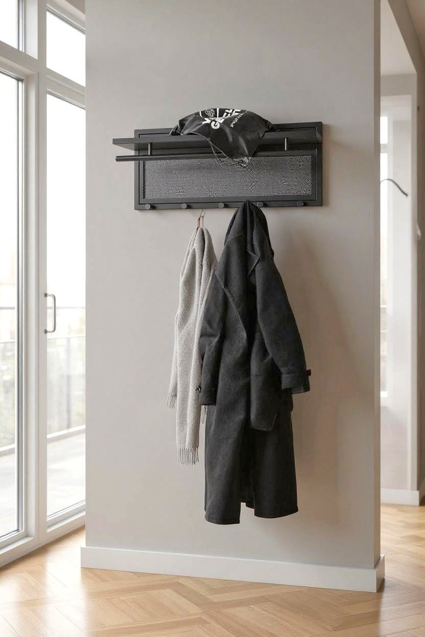 HAKU Wandgarderobe »Wandgarderobe« 1 Stk. tlg. rechteckig- aus Textil Grau - B/T/H 60/50/173 cm