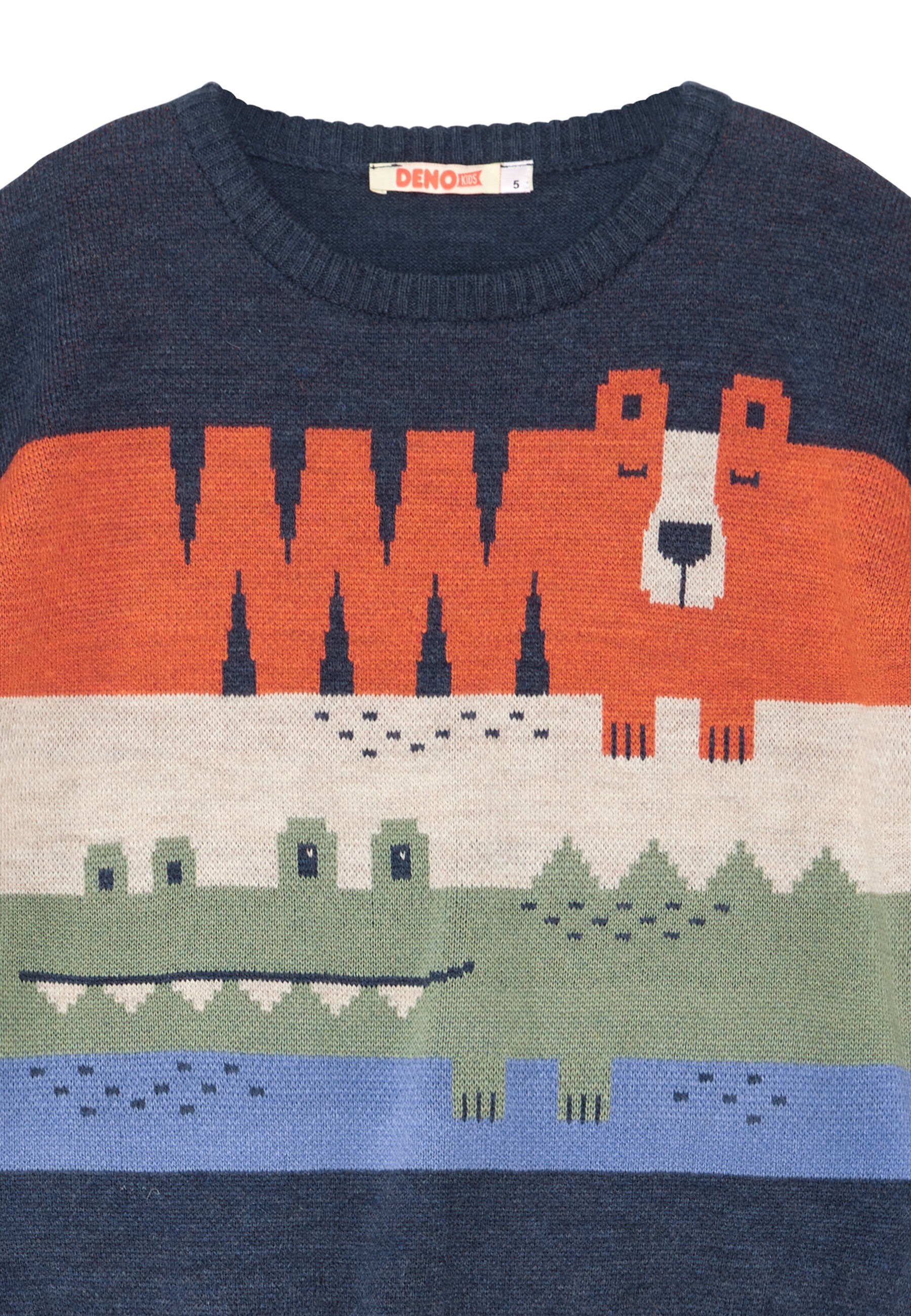 Denokids Rundhalspullover »Animals«, im Farbblock-Look