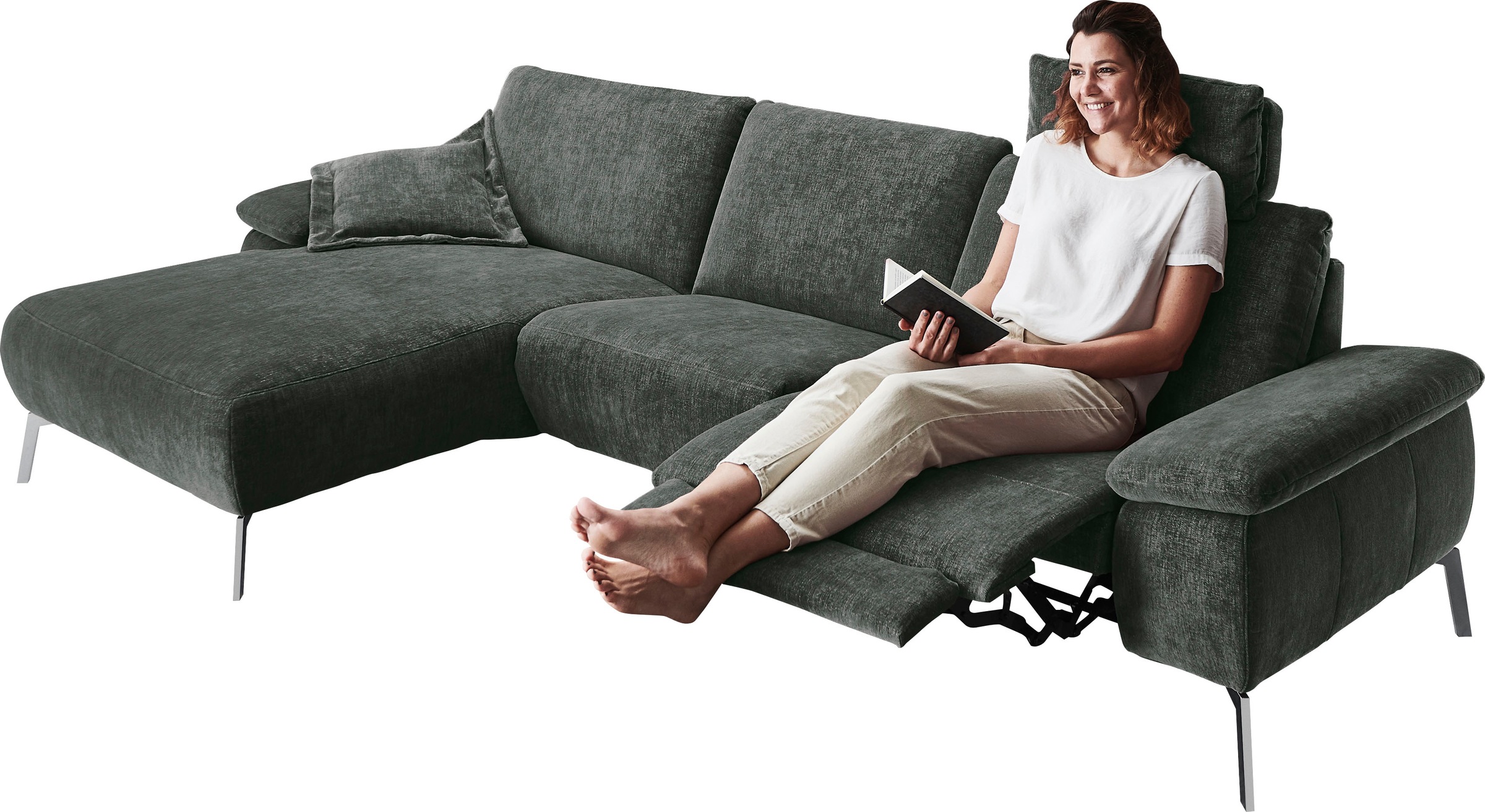 INOSIGN Ecksofa »Bellini L-Form«, teilmotorische Relaxfunktion an 1 Element, klappbare Armlehnen
