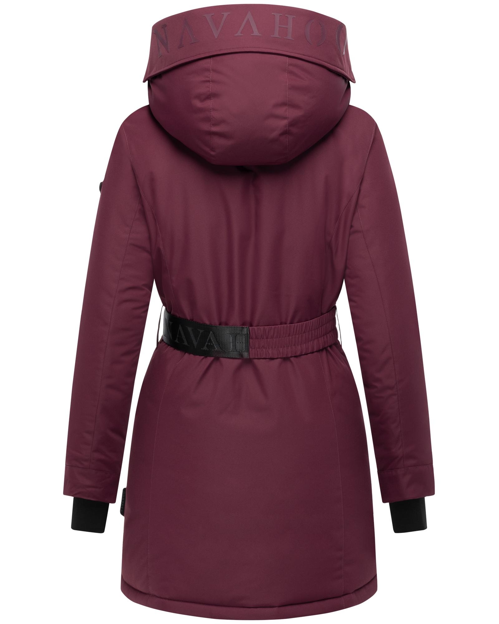 Navahoo Wintermantel »Frostkuss 14«, Warmer Damen Mantel mit abnehmbarer Kapuze und Taillengürtel
