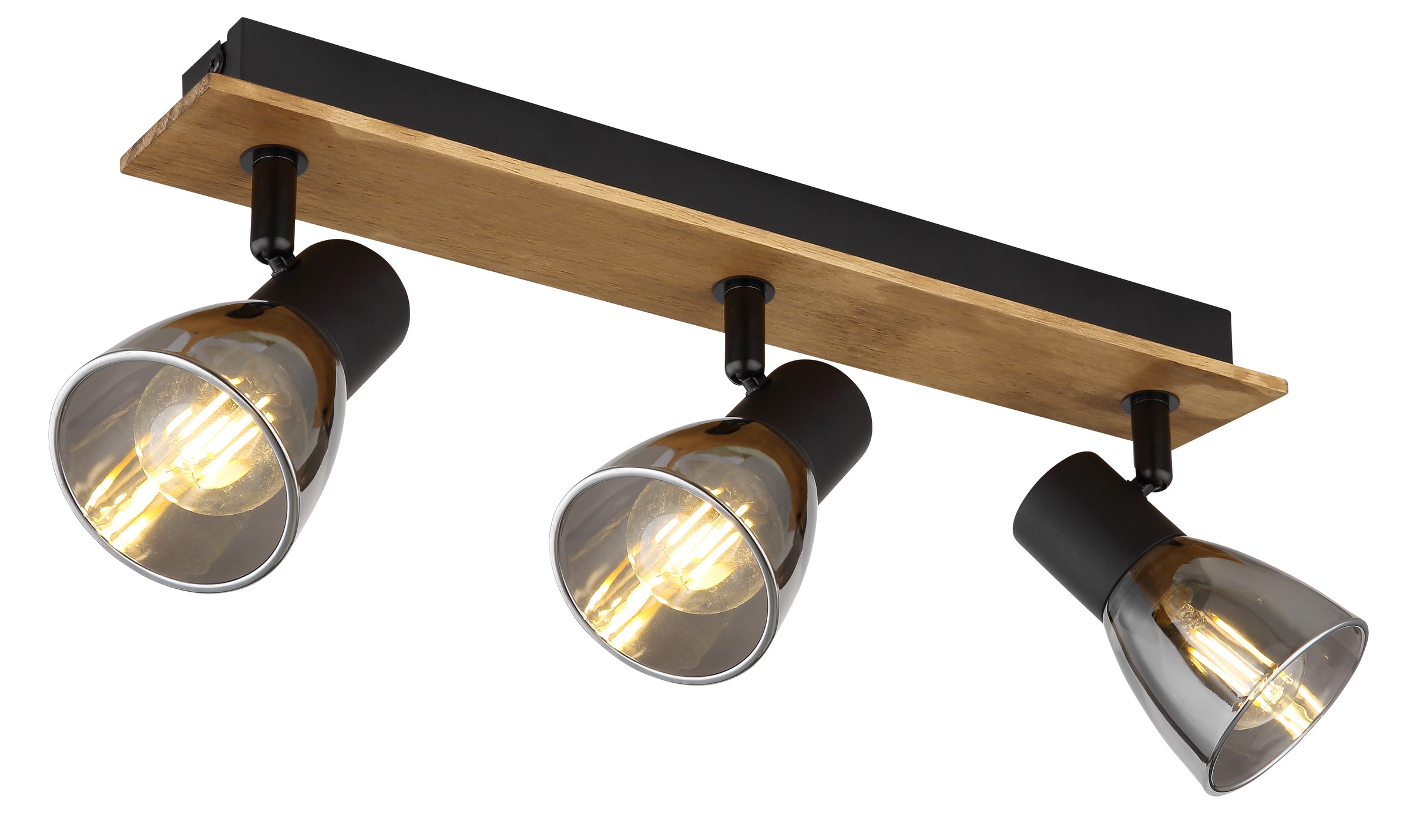 GLOBO LIGHTING Deckenspot »CLAUDE« E14 1 Stk. Strahler Holz/Schwarz, Rauchglas, E14