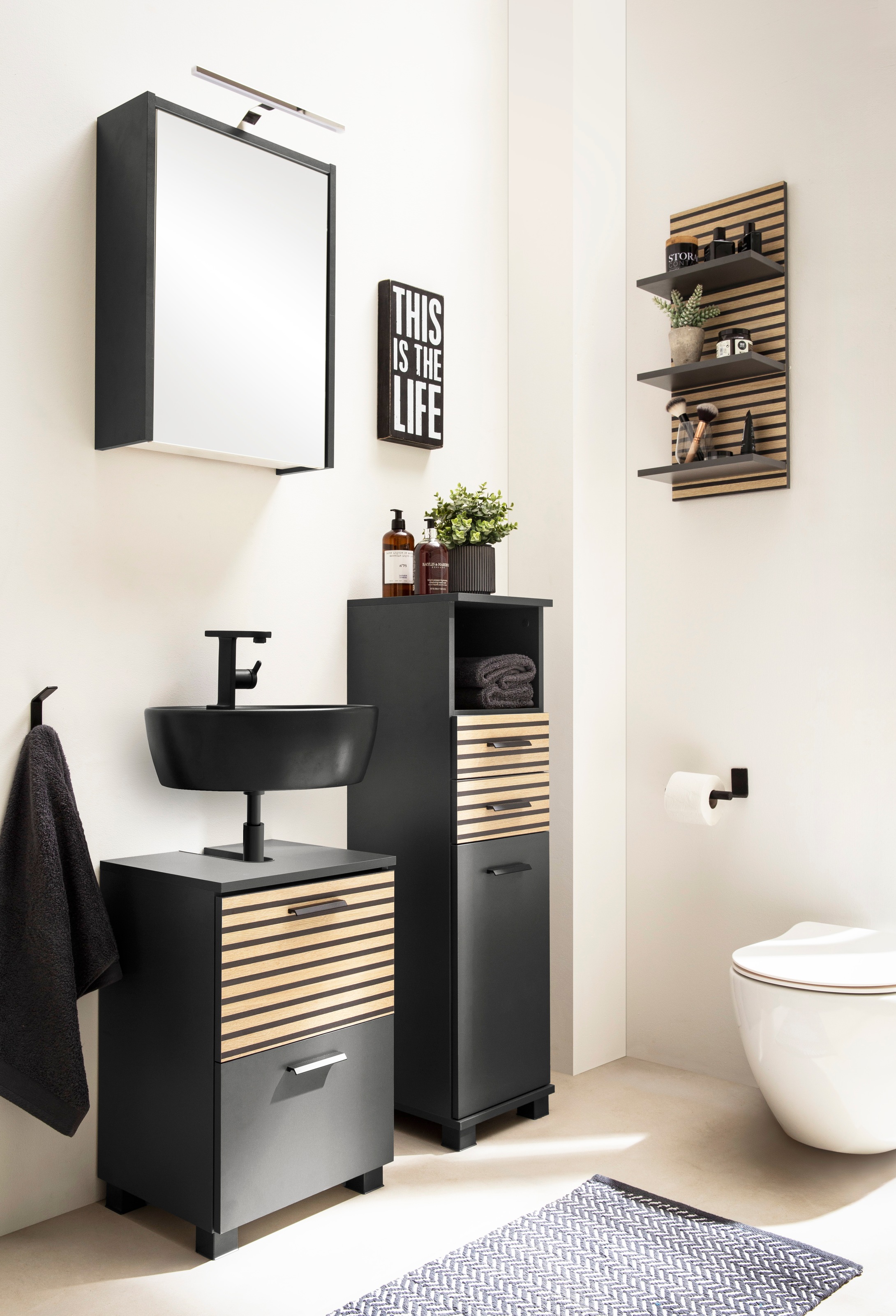 welltime Midischrank "Katta, Breite 30 cm", Wechselbarer Türanschlag, Schub günstig online kaufen