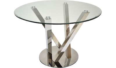 INOSIGN Glastisch »Silvi«, rund, Ø 110 cm, schwarzes Metallgestell | BAUR