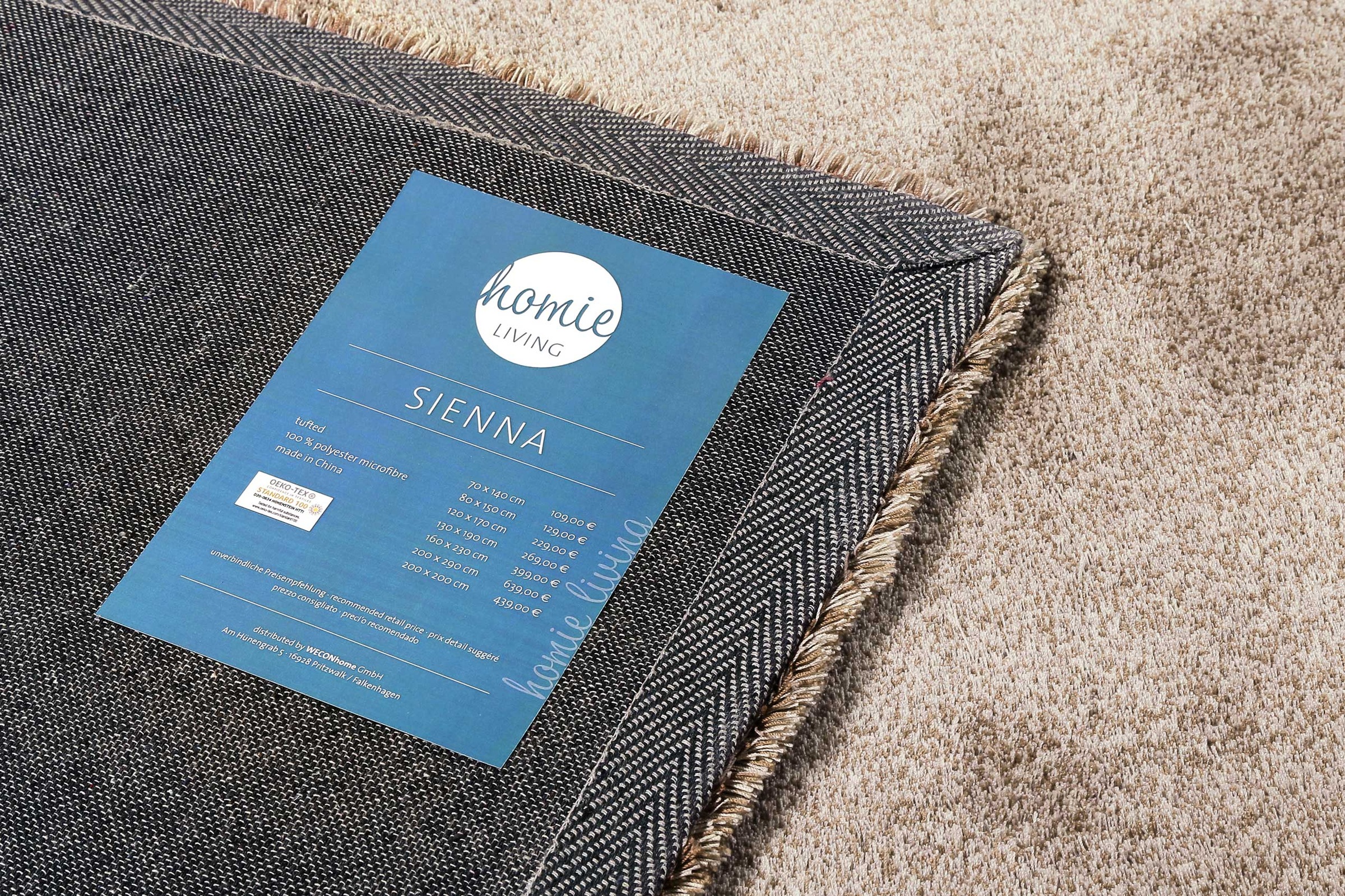 Homie Living Teppich »Sienna«, rechteckig, 20 mm Höhe, Hochflor, Microfaser, uni, weich & kuschelig, Wohnzimmer, Schlafzimmer