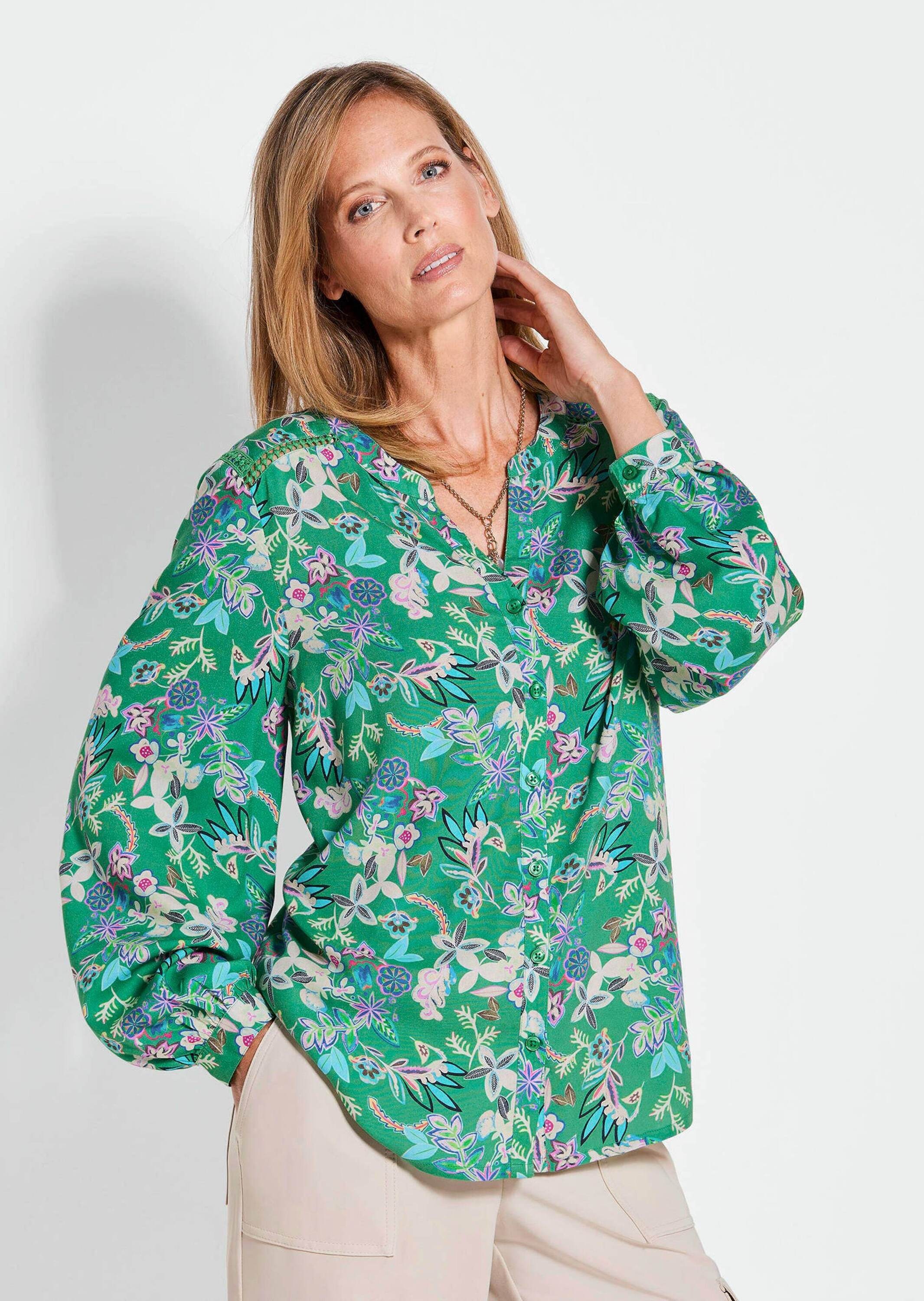 GOLDNER Kurzarmbluse "Florale Viskosebluse Langarm" günstig online kaufen