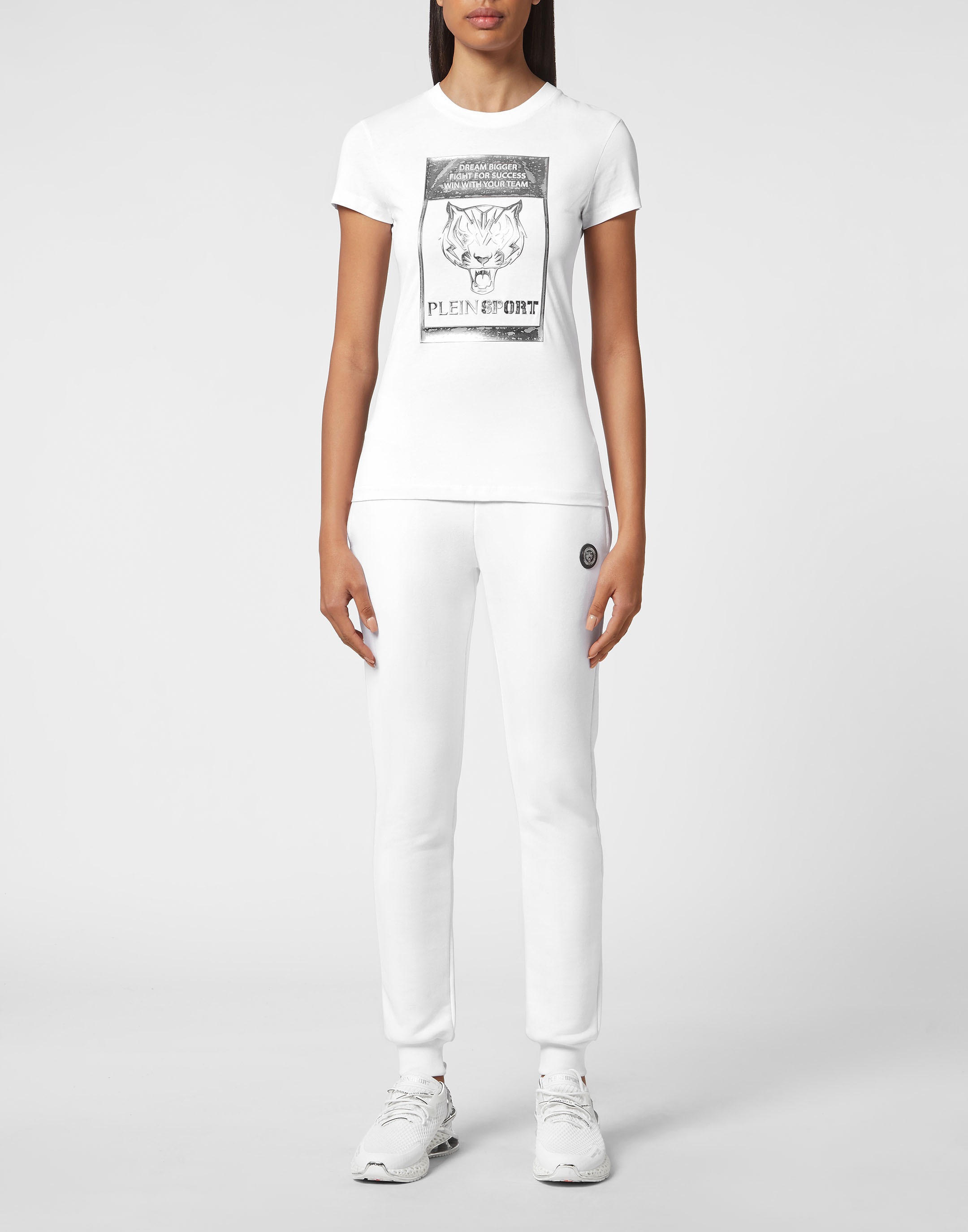 T-Shirt PLEIN SPORT "Tiger", Damen, Gr. XS, weiß (01, weiß), Obermaterial: 100% Baumwolle, Shirts T-Shirt 2
