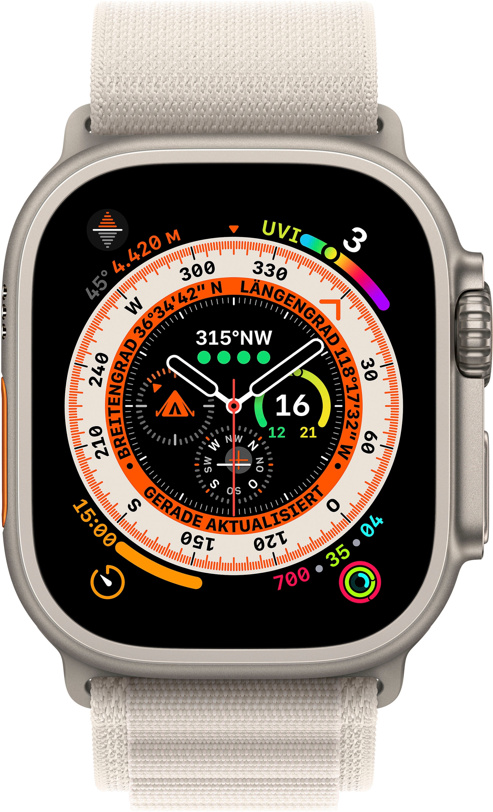 Apple Watch »Watch Ultra GPS + Cellular 49mm Alpine Medium«, (Gemacht für extreme Anforderungen)