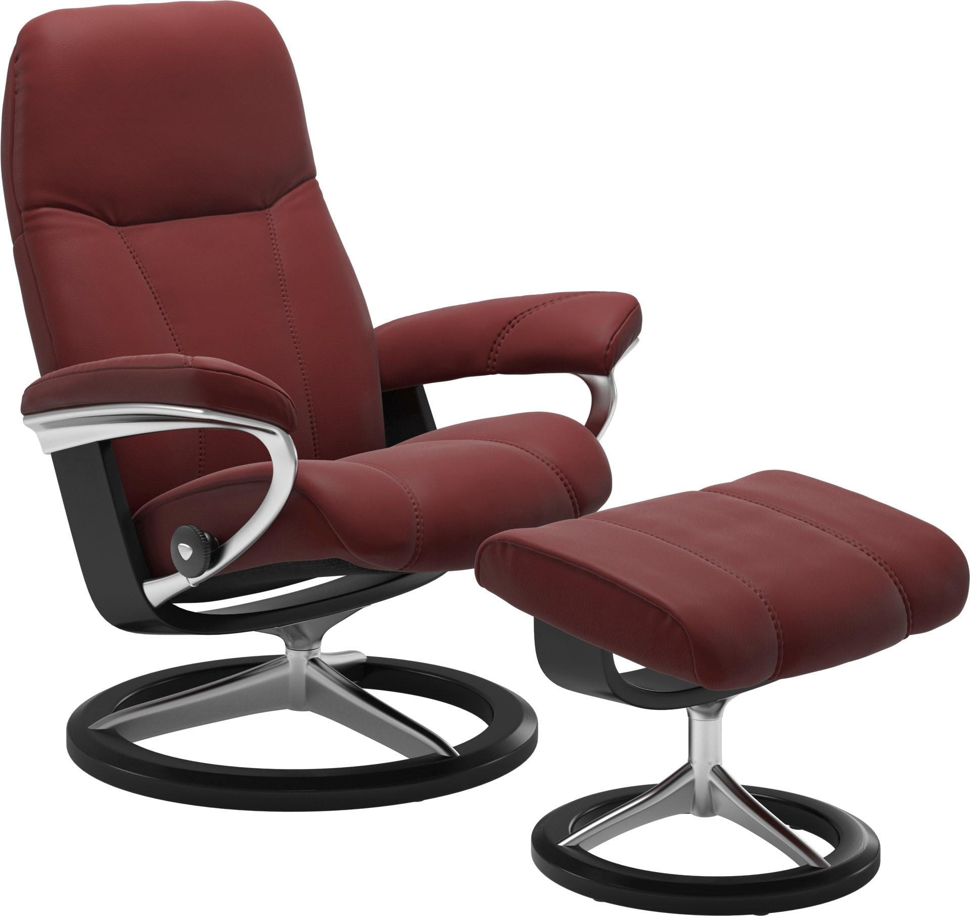 Relaxsessel STRESSLESS "Consul", rot (cherry paloma), B:78cm H:97cm T:70cm, Leder BATICK: BATICK ist ein leicht korrigiertes, durchgefärbtes und genarbtes Möbelleder, bei dem die meisten Unebenheiten und Spuren in der Regel entfernt wurden.;Leder PALOMA:  7