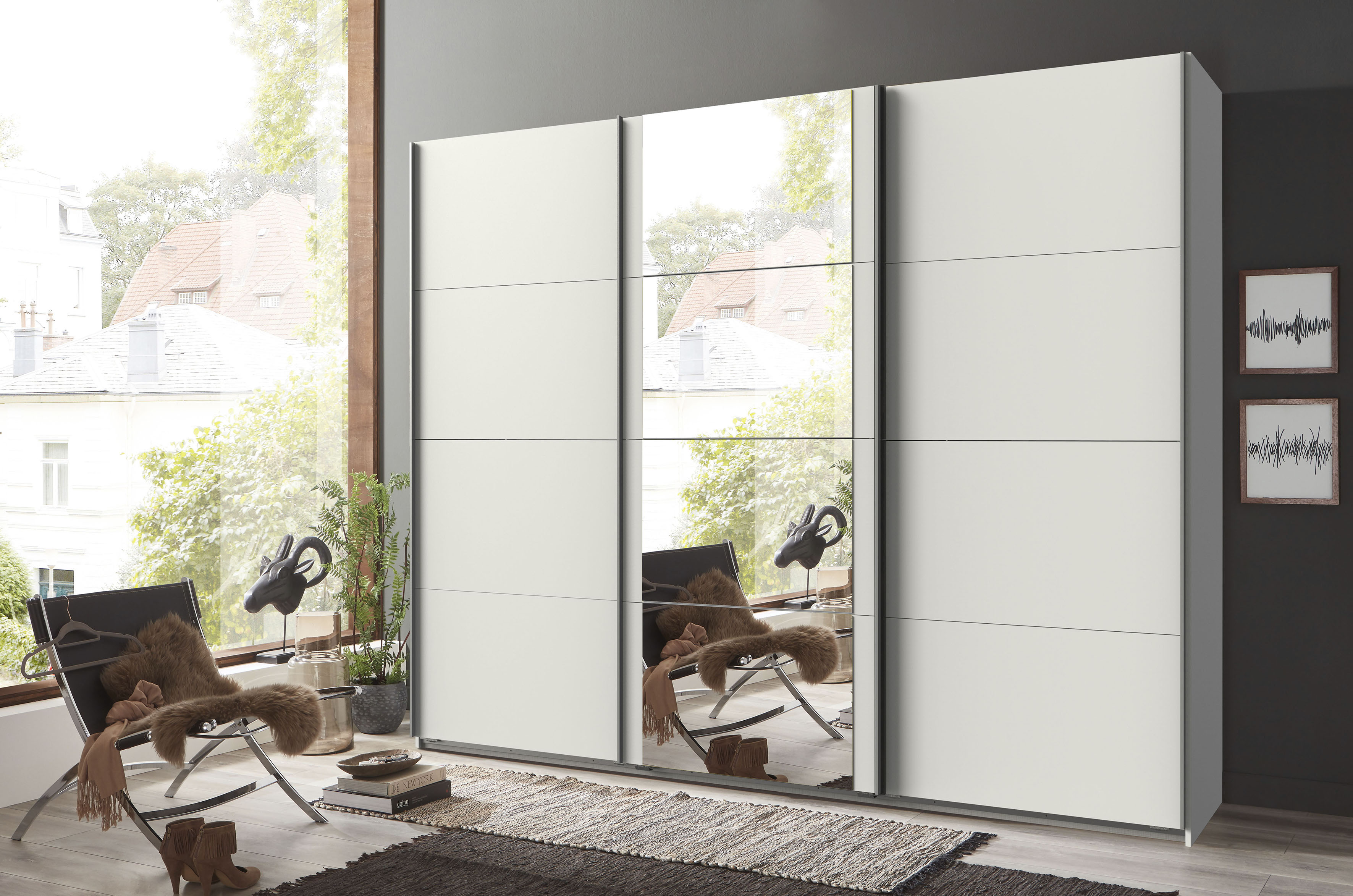 Wimex Schwebetürenschrank "Bern Schiebetürenschrank" Schrank mit zusätzlicher Innenausstattung, Garderobe