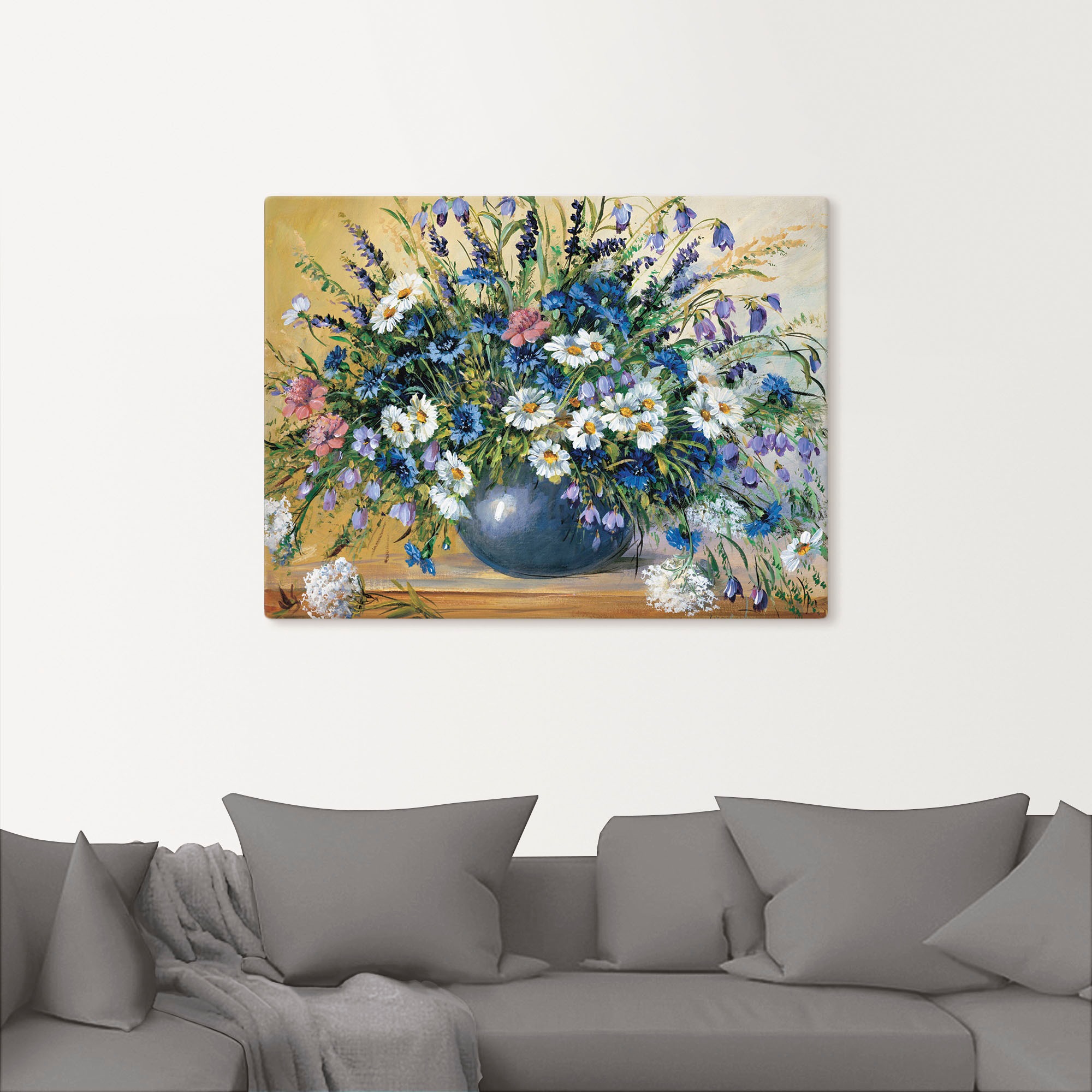Artland Wandbild "Vase mit Kornblumen" 1 Stk. tlg. als Leinwandbild, Poster günstig online kaufen
