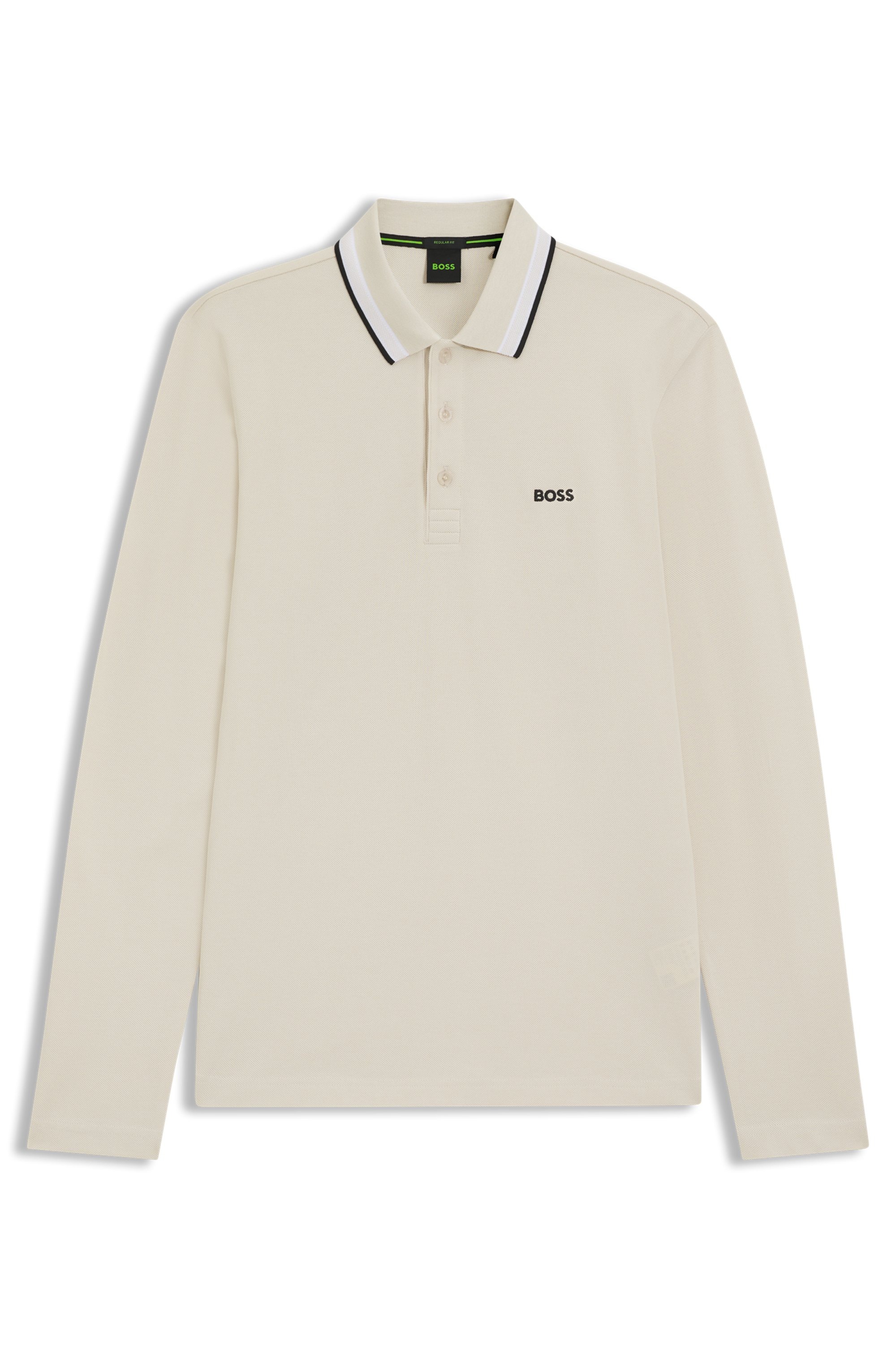 BOSS GREEN Langarm-Poloshirt "Plisy", mit Streifen am Kragen günstig online kaufen