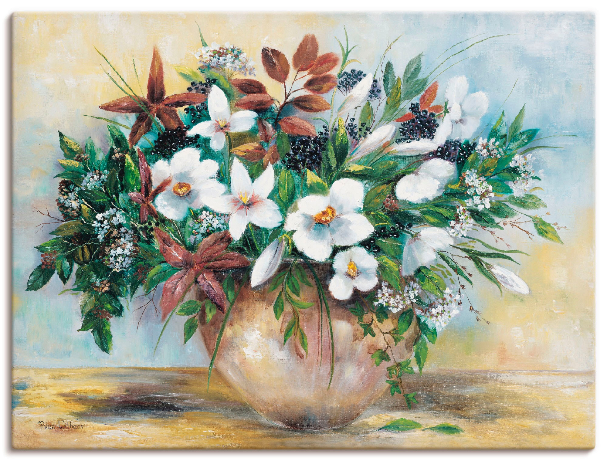 Artland Leinwandbild "Großzügige Blüten" Blumen 1 Stk. tlg. auf Holzrahmen gespannt