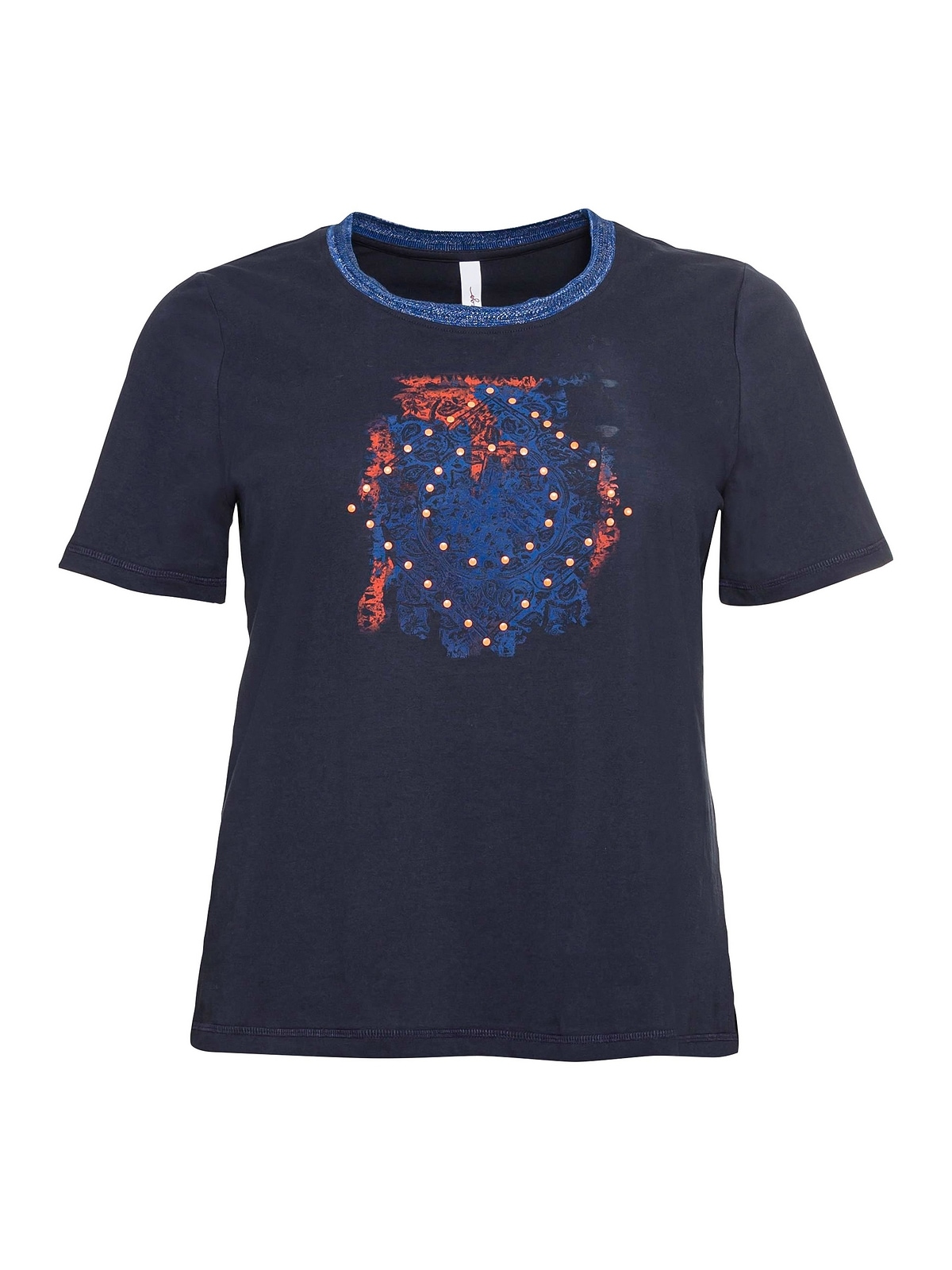 Sheego T-Shirt »Große Größen«, mit Effektgarn am Ausschnitt und modischem  Frontdruck für bestellen | BAUR | T-Shirts
