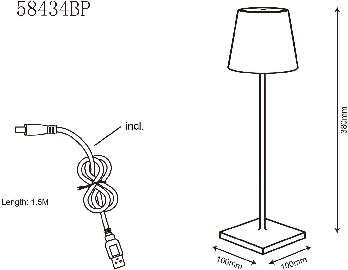 GLOBO LIGHTING LED Tischleuchte »GREGOIR«, Leuchtmittel LED-Modul | LED fest integriert, Tischlampe/Akku/IP44/Touch Ein/Aus/Touchdimmer/schwarz