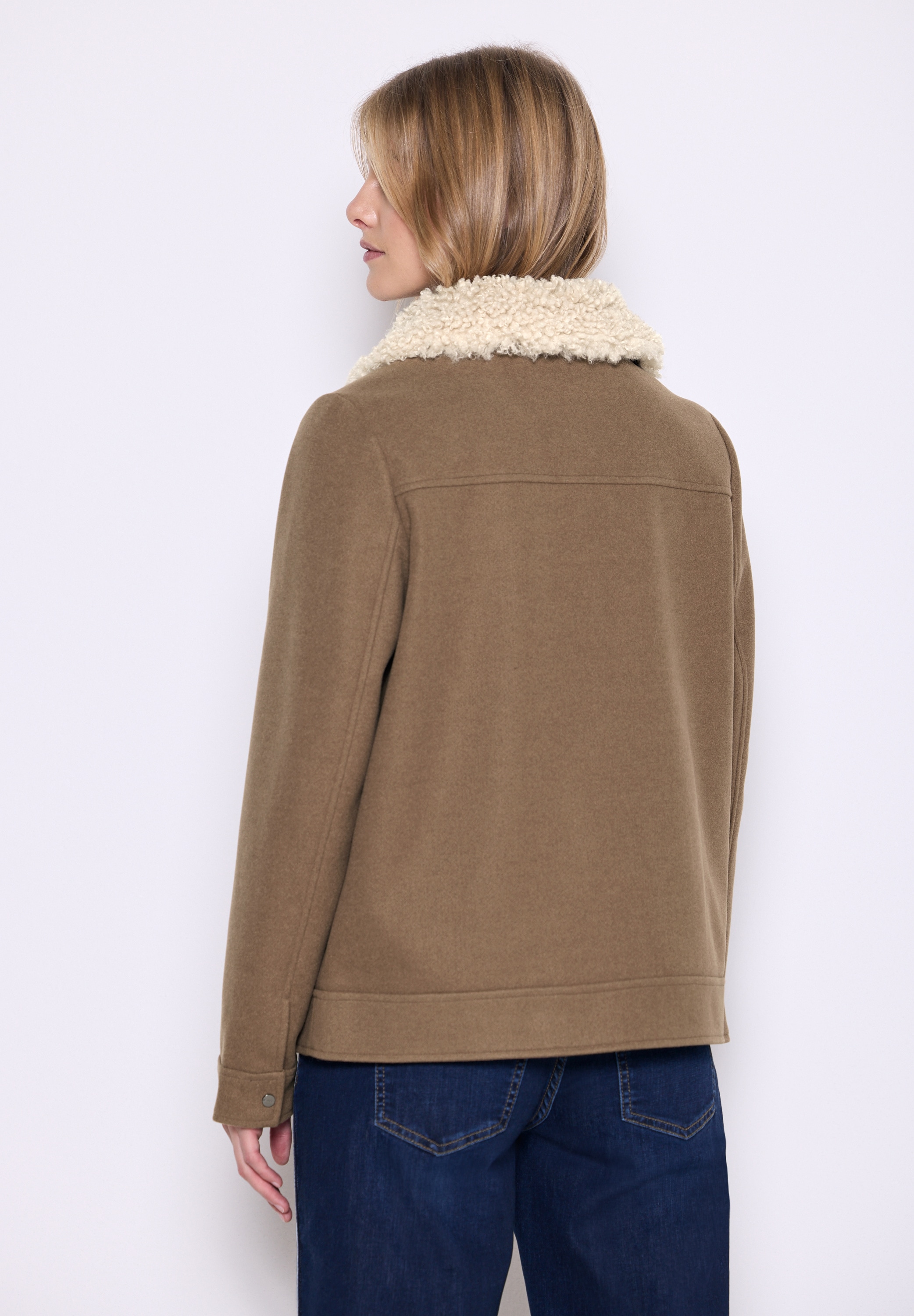 STREET ONE STUDIO Fellimitatjacke, ohne Kapuze, mit Kragen