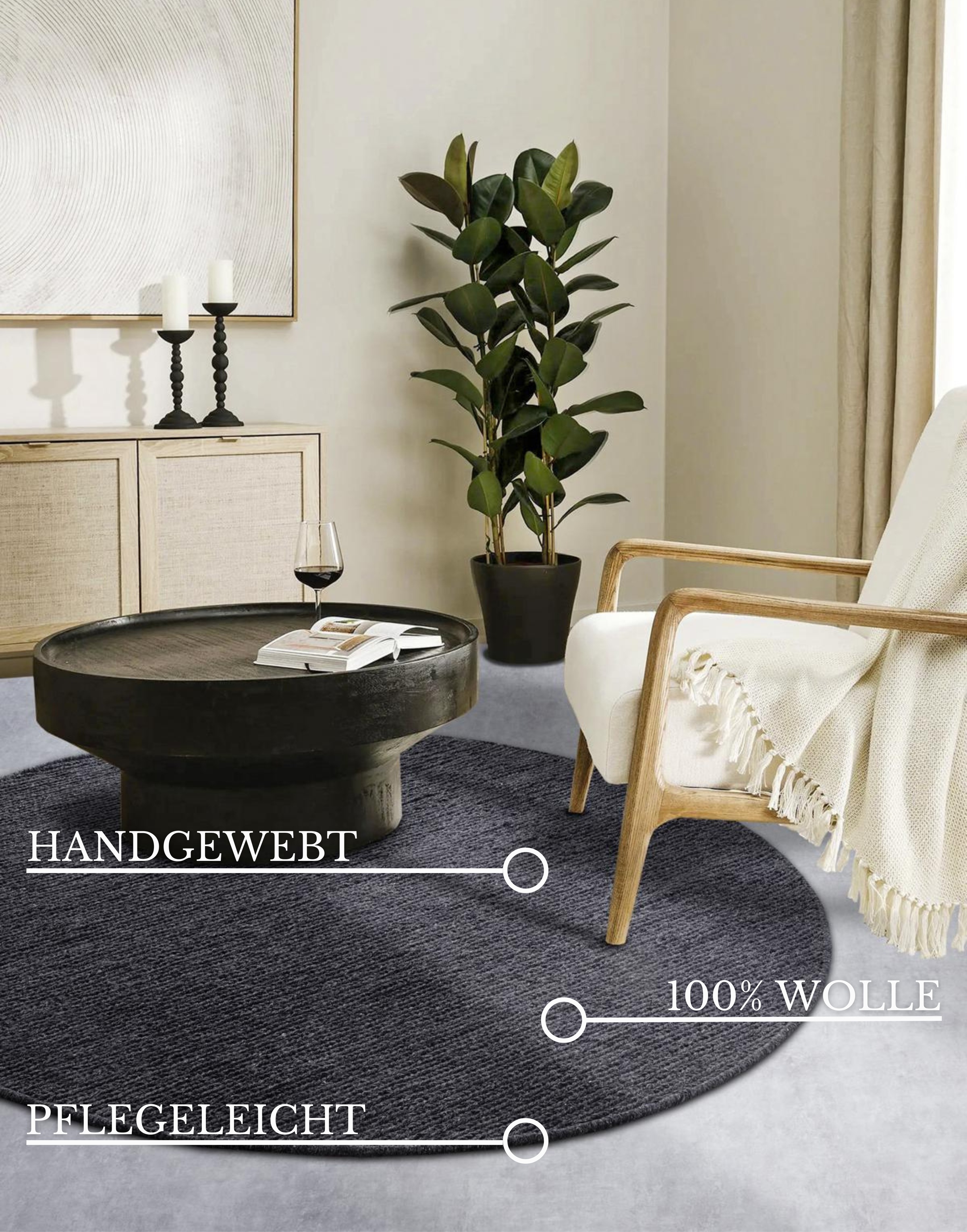 Villeroy & Boch Francois Wool Rug Anthracite 160cm 2
