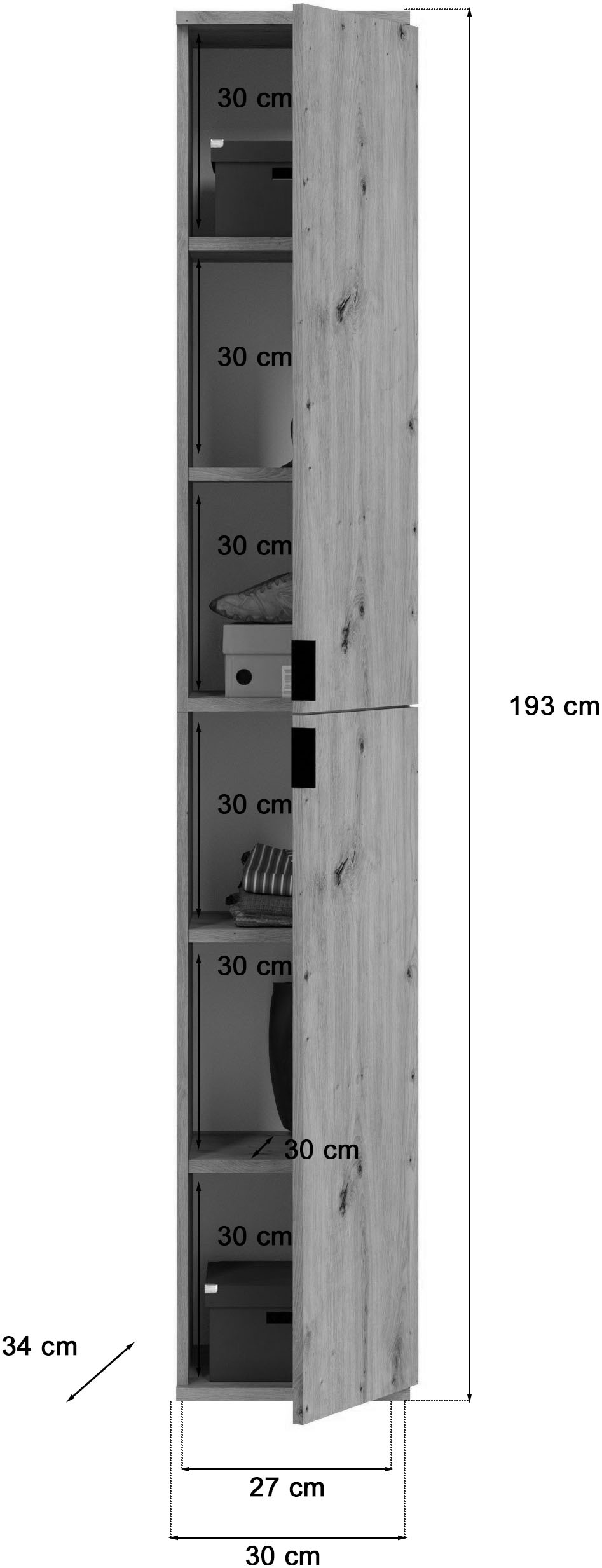 INOSIGN Garderoben-Set »Trondheim, Breite 152 cm, 5-teilig, bestehend aus:«, (Set, 4 St.), 2x Garderobenschrank, 1 Kommode, 1 Garderobenstange, 1 Ablageboden