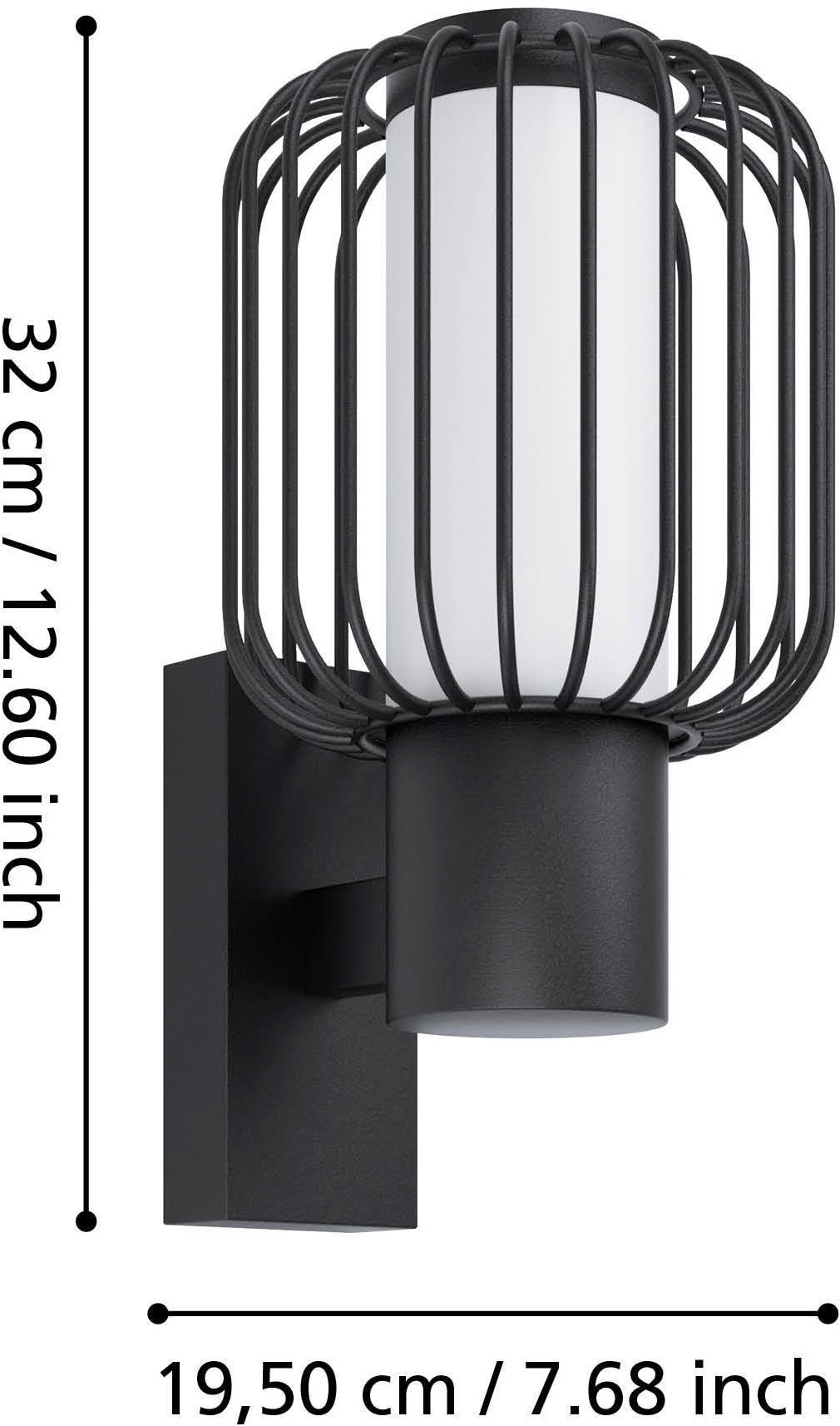 EGLO Wandleuchte »Ravello Wandlampe, Stahl und Kunststoff, Außenlampe, E27, IP44, Lampe« E27 1 Stk. Wand-/Deckenleuchte - L16,5 x H27,5 x AL22,5cm - schwarz - 1X28W exkl.