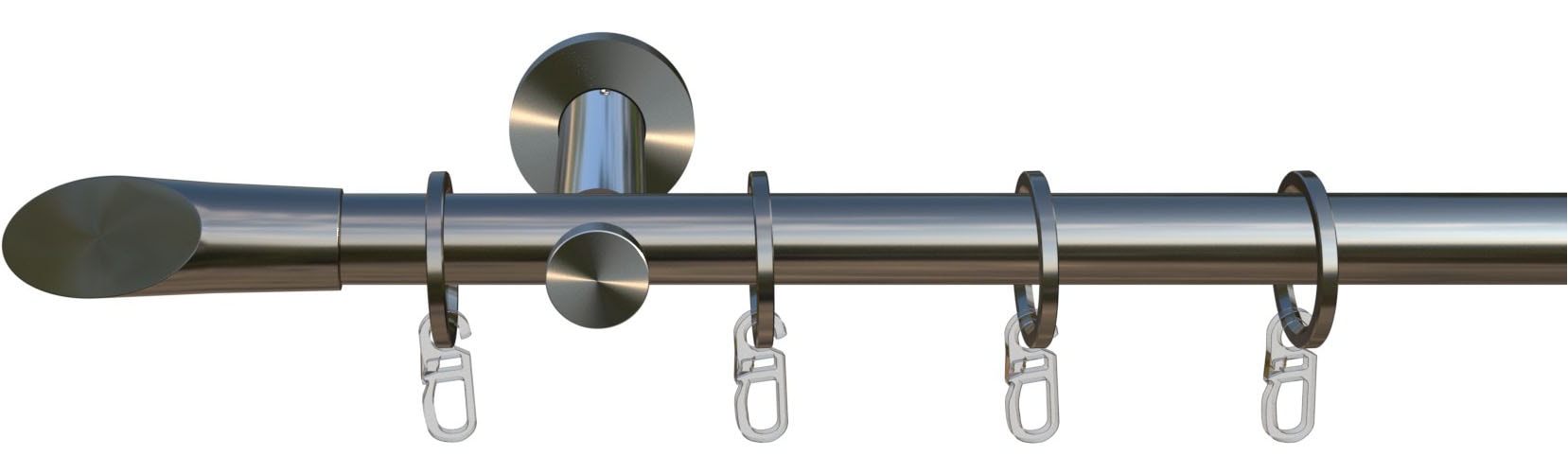 indeko Gardinenstange "Marbella" Ø 16 mm 1 läufig-läufig Wunschmaßlänge Komplett-Set inkl. Ringen,Faltenlegehaken und Montagematerial