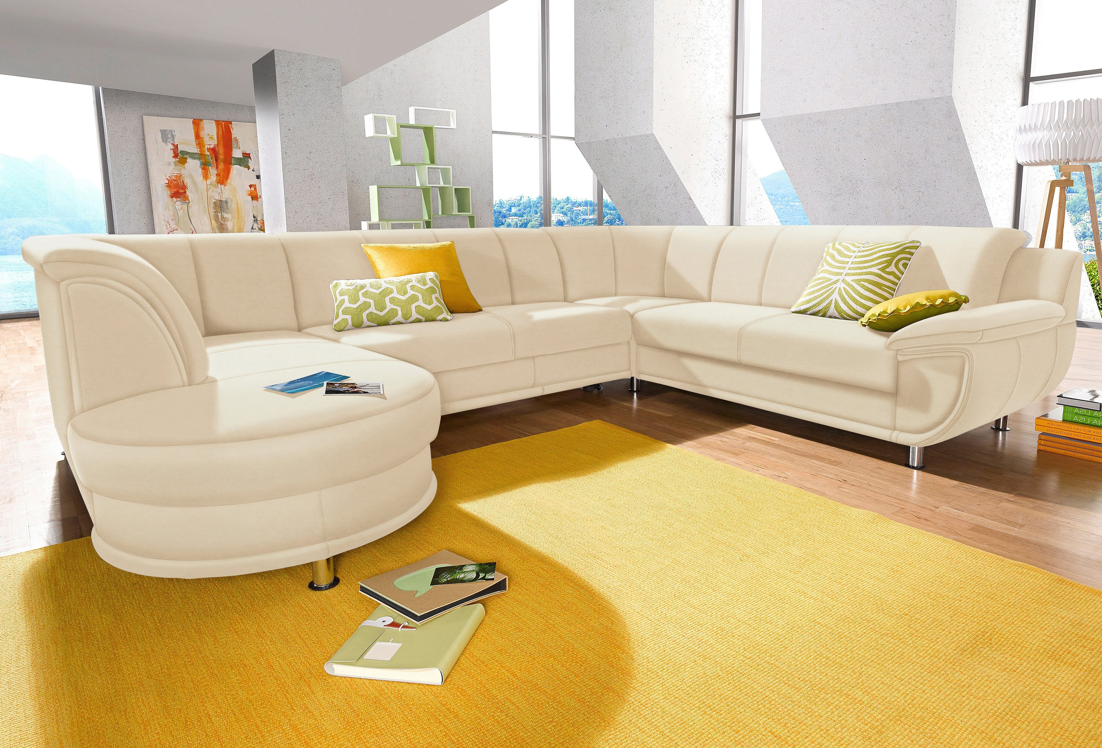 TRENDMANUFAKTUR Wohnlandschaft "Rondo, wahlweine mit Federkern, Breite 320cm, U-Form" mit Schaumstoffpolsterung, ohne Bettfunktion