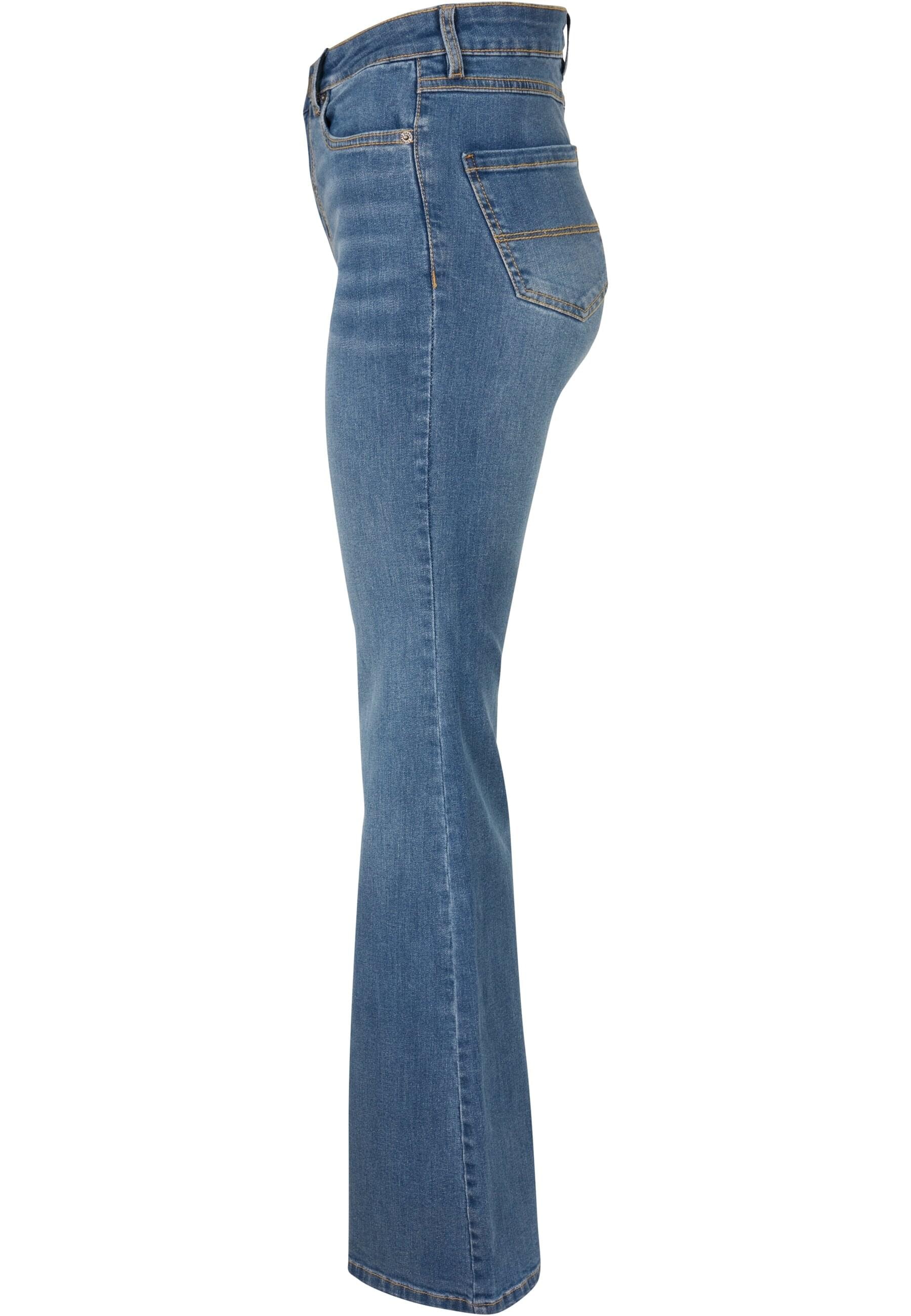 URBAN CLASSICS Bequeme Jeans »Urban Classics Damen Ladies High Waist Flared Denim Pants«, (1 tlg.)