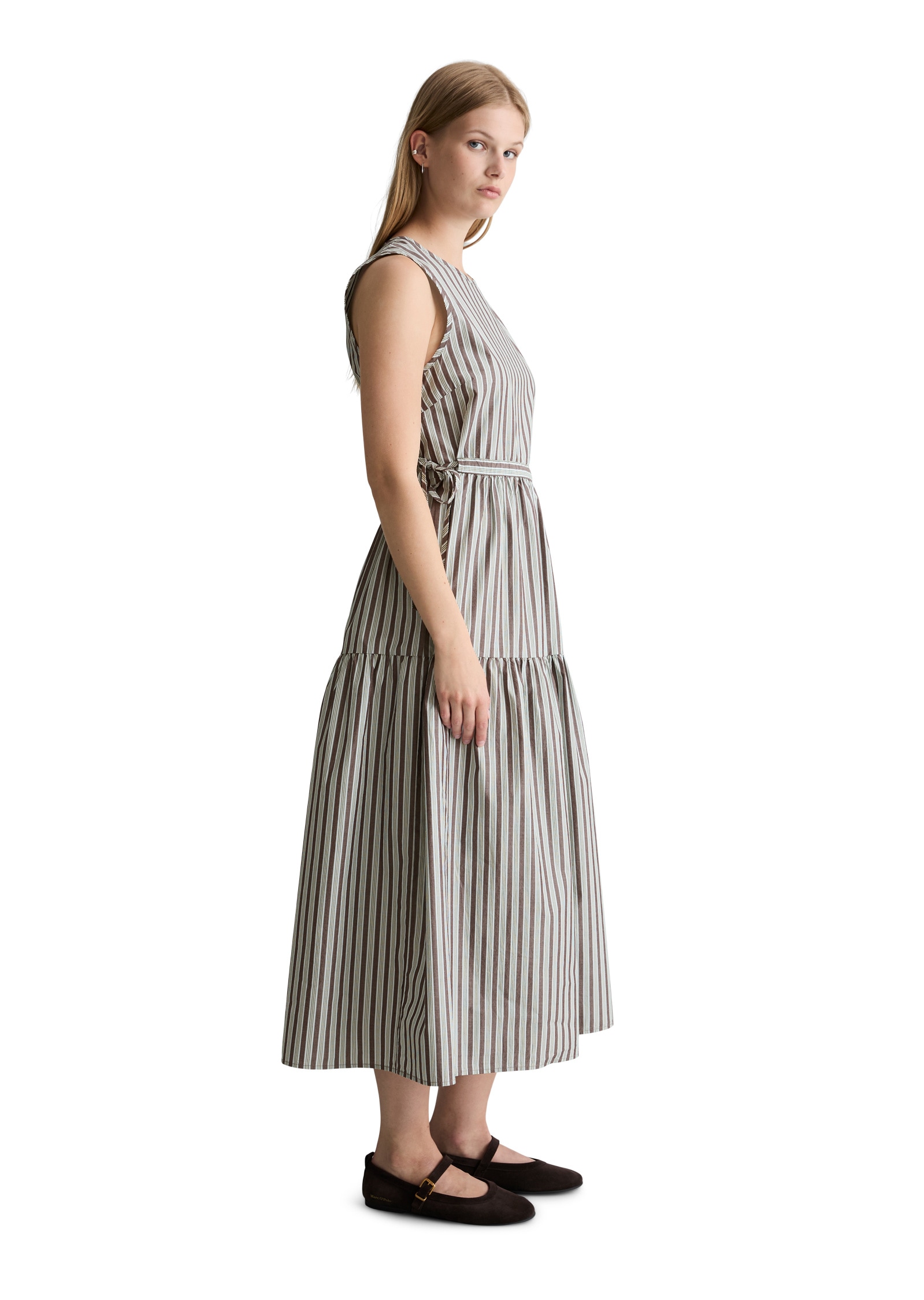 Marc O'Polo DENIM Midikleid »aus gestreifter Papertouch-Popeline«