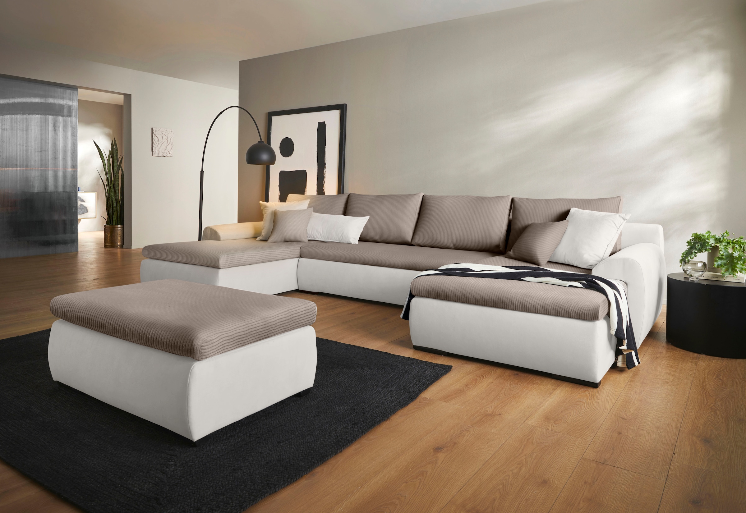 Home affaire Wohnlandschaft »Win U-Form«, wahlweise mit Bettfunktion und Bettkasten