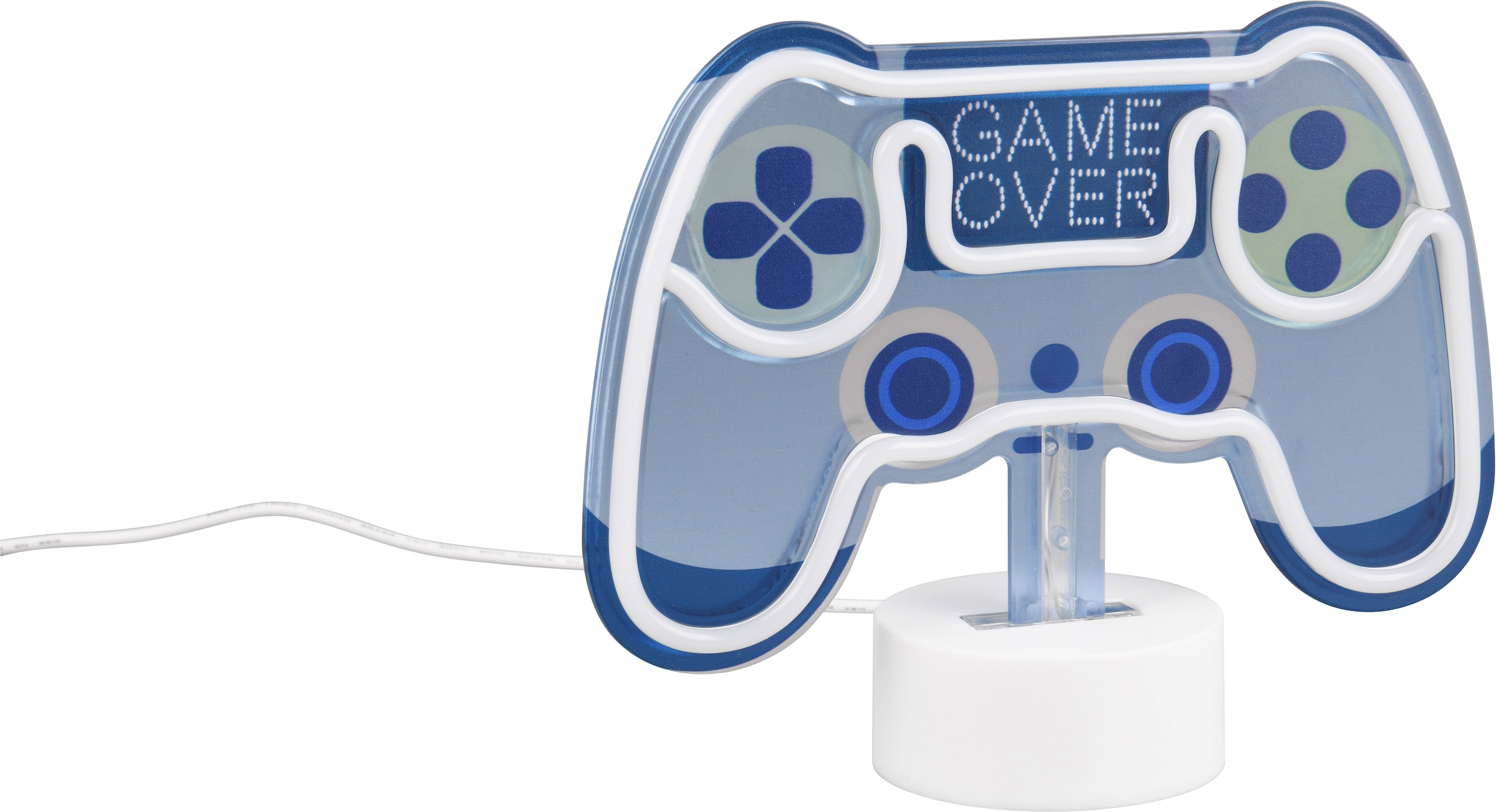 REALITY Leuchten LED Tischleuchte »CONTROL, blaue LED Leuchte in Form eines Game Controllers« LED-Board 1 Stk. RGB | blau 1,2W LED, Batteriebetrieb oder per USB-Kabel, Schalter ON/OFF Ø 8,5cm